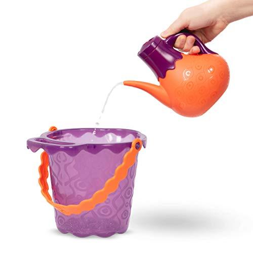 Branford LTD B. toys B. Ready Beach Bag Water Play- Beach Tote with Mesh Panel and 11 Funky Sand Toys 18 m+, Purple Bucket