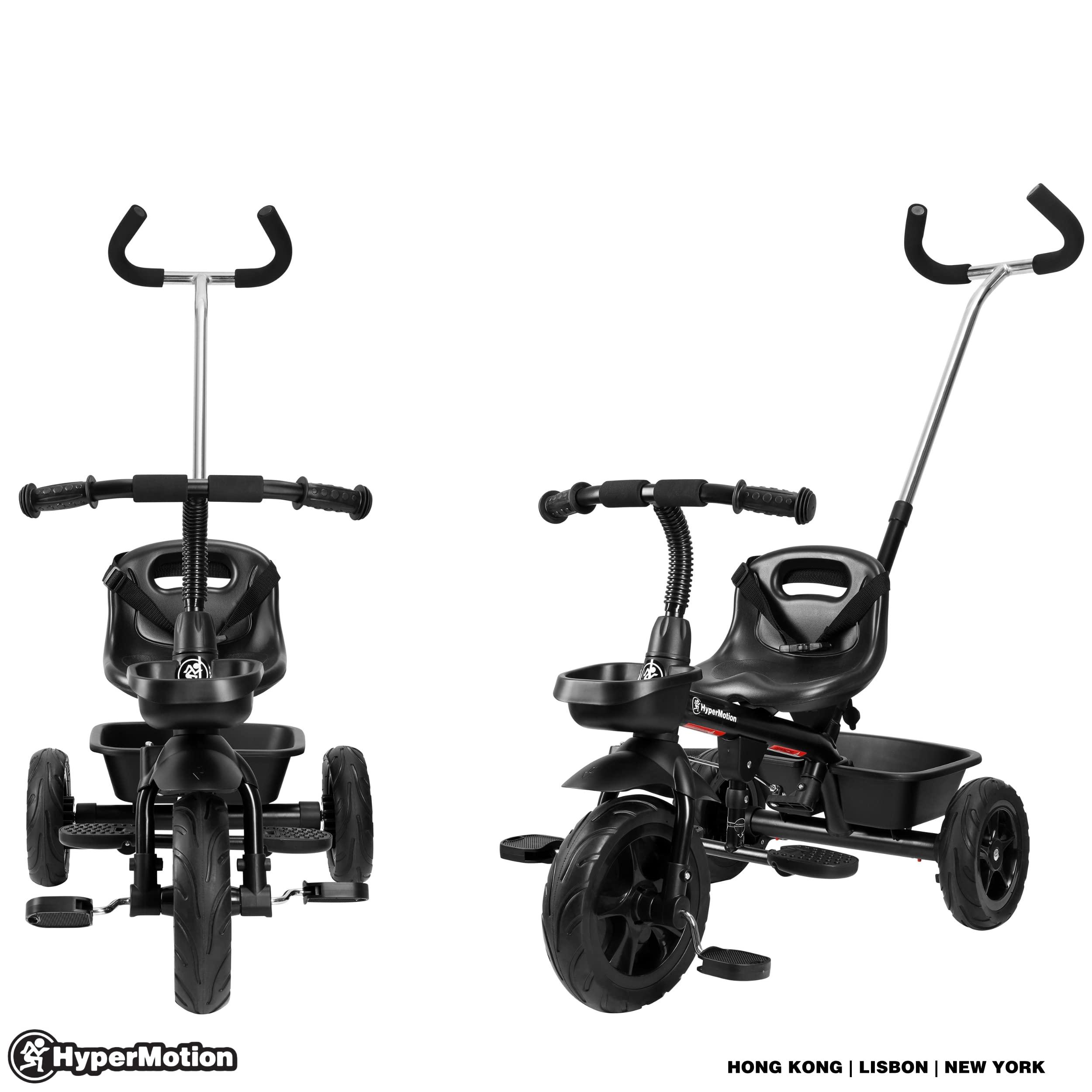 HyperMotion HyperMotion Kids Tricycle with Parent Push Handle, Lightweight Baby Balance Bike Tricycle for Children, Parent Steering Push Handle, Toddler Trike, Black