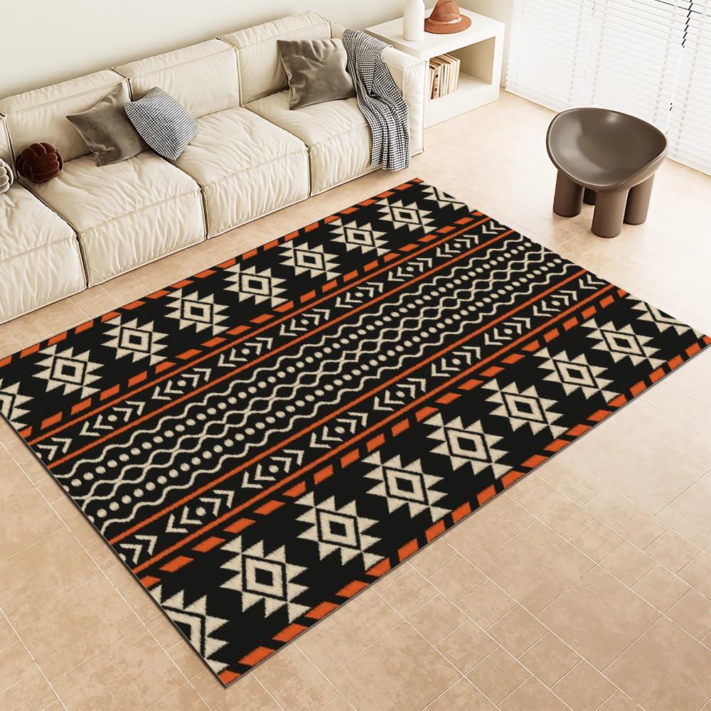CWALIW Bohemian Morocco Area Rug for Bedroom,Brown Non Slip Machine Wash Area Rug, Affordable Carpet for Living Room, Nursery, Children's Room, Baby's Room (3'X4')