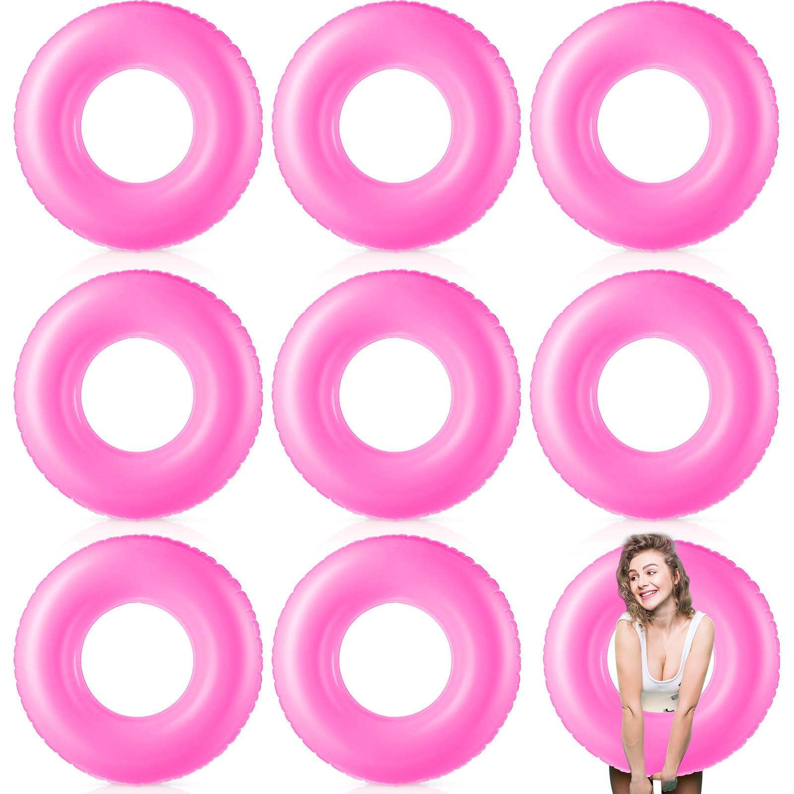 Gemscream Gemscream 8 Pcs Large Inflatable Pool Float 36 Inches Swimming Ring Pool Floats Adult Inflatable Tube for Summer Vacation Beach River Bachelorette Wedding Party Supplies(Rose Red)
