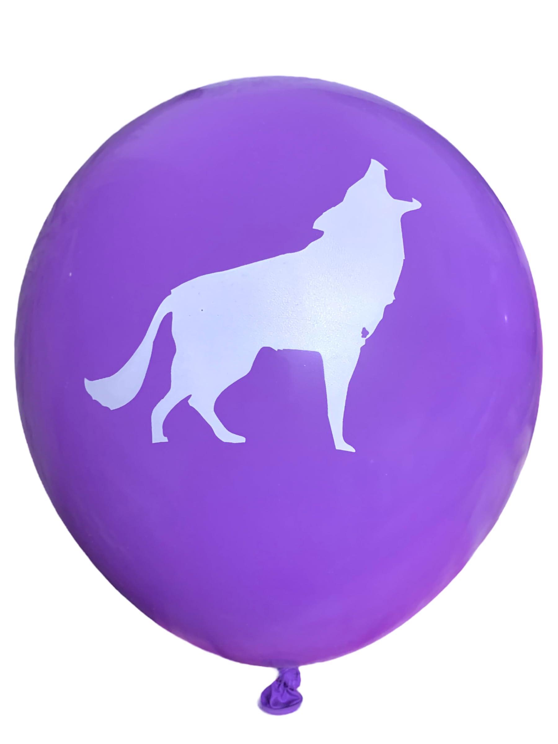 Malayan Products Wolf Latex Balloons 12 Count, Wolf Balloons for Birthday Party, Wolf Howling, Baby Shower Classroom Decoration, Cute Wolves Balloon, 12 Inch Standard Size, Girls Wolf Party Decor (Purple)