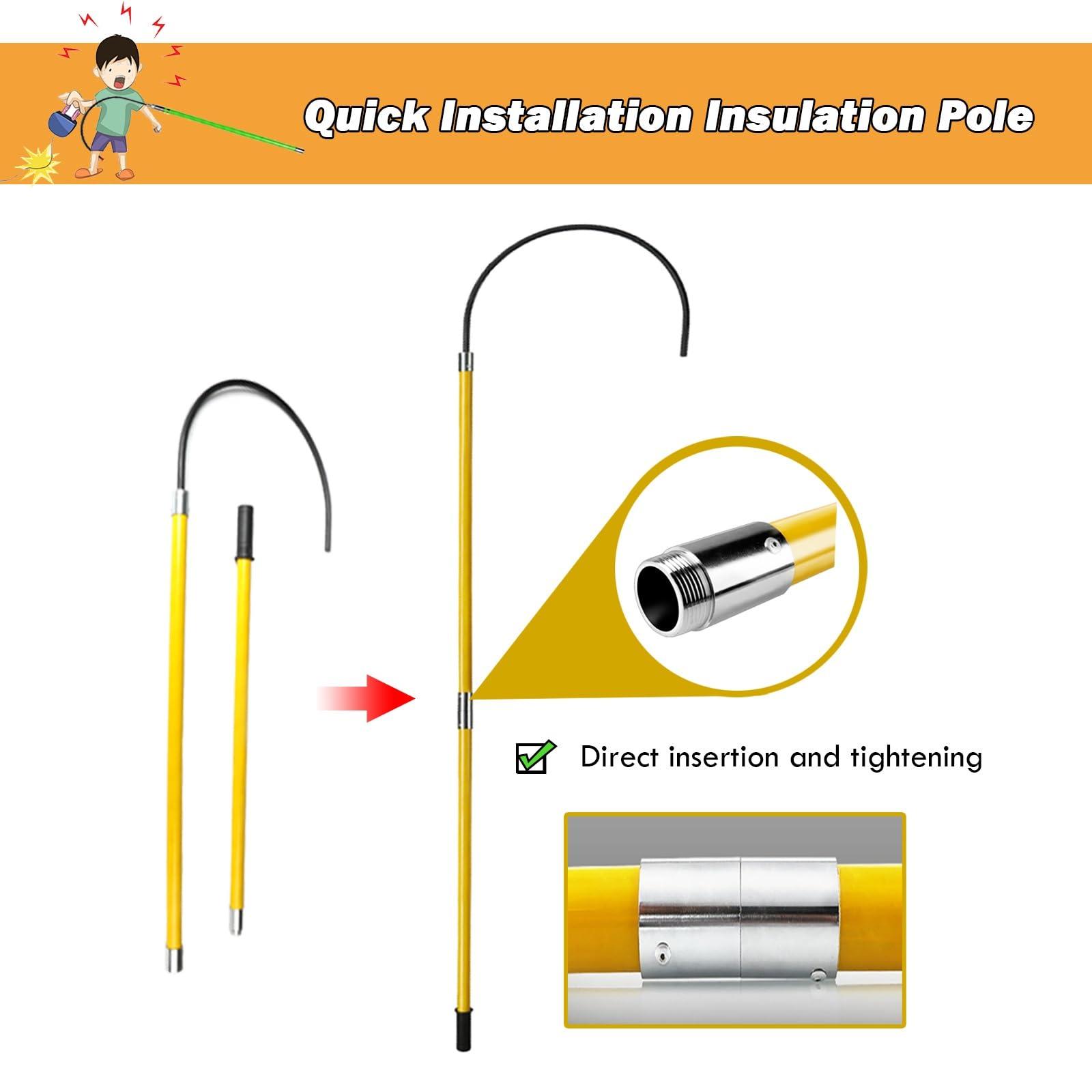 AMUFJJ AMUFJJ Electrical Safety Rescue Hook with Insulated Pole, 10kv/35kv/110kv/220kv High Voltage Insulated Rescue Hook, Emergency Protective Equipment with 20 Inch Opening(L 1m/3.3ft)