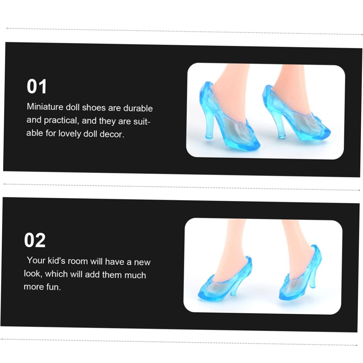 Totority Totority Fashion Doll Shoes 120 Pairs Mini Sandals Women Heels High Shoes Tiny Glass Slipper Mini Fingers Shoes Shoe Decor Gnome Shoes Trendy Home Decor House Plastic Clear Ornaments