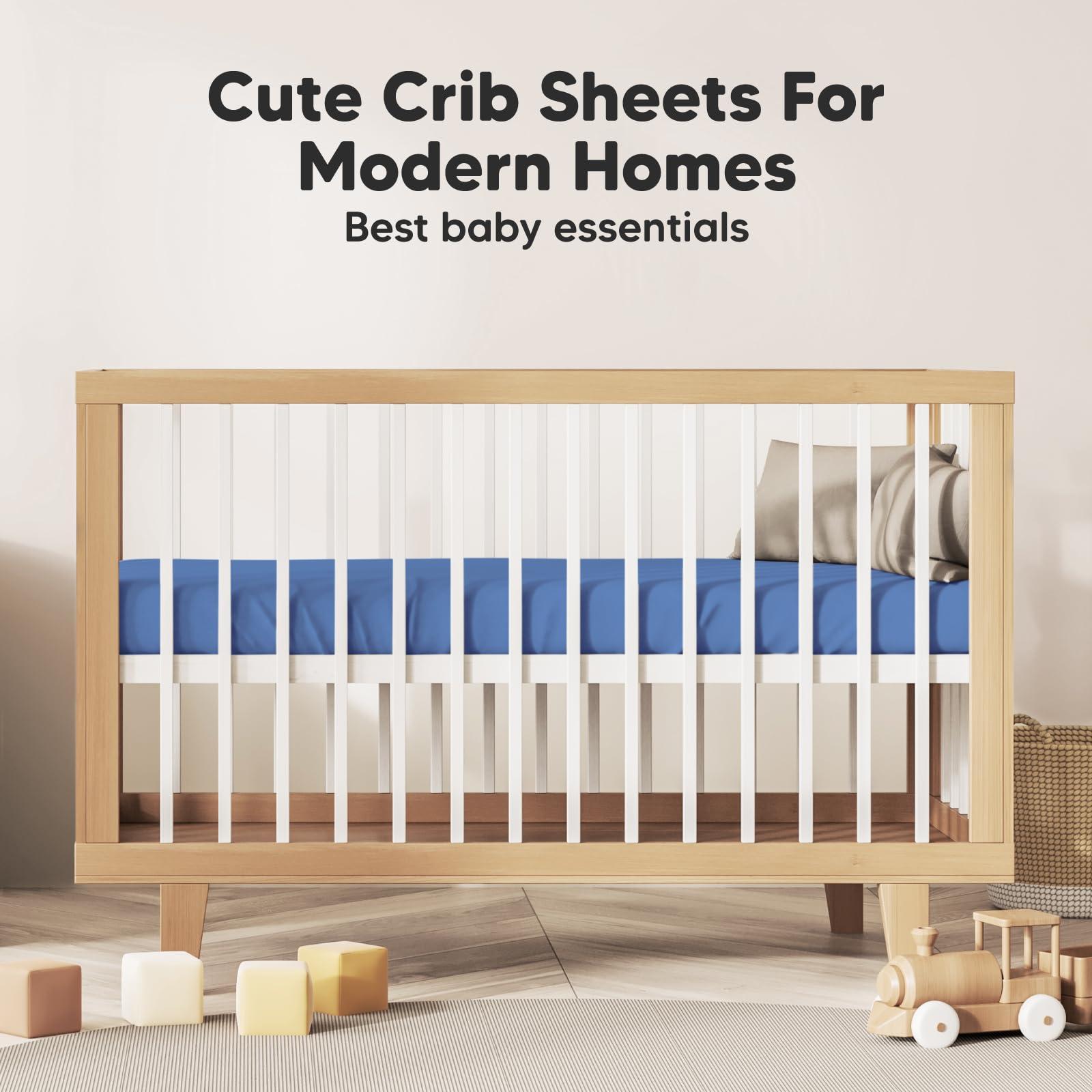 KeaBabies KeaBabies 2-Pack Organic Crib Sheets for Boys, Girls, Jersey Fitted Baby Crib Sheets Neutral, Cotton Breathable Crib Sheet, Cute Printed Crib Mattress Sheet, Baby Mattress Sheets (Cornflower)