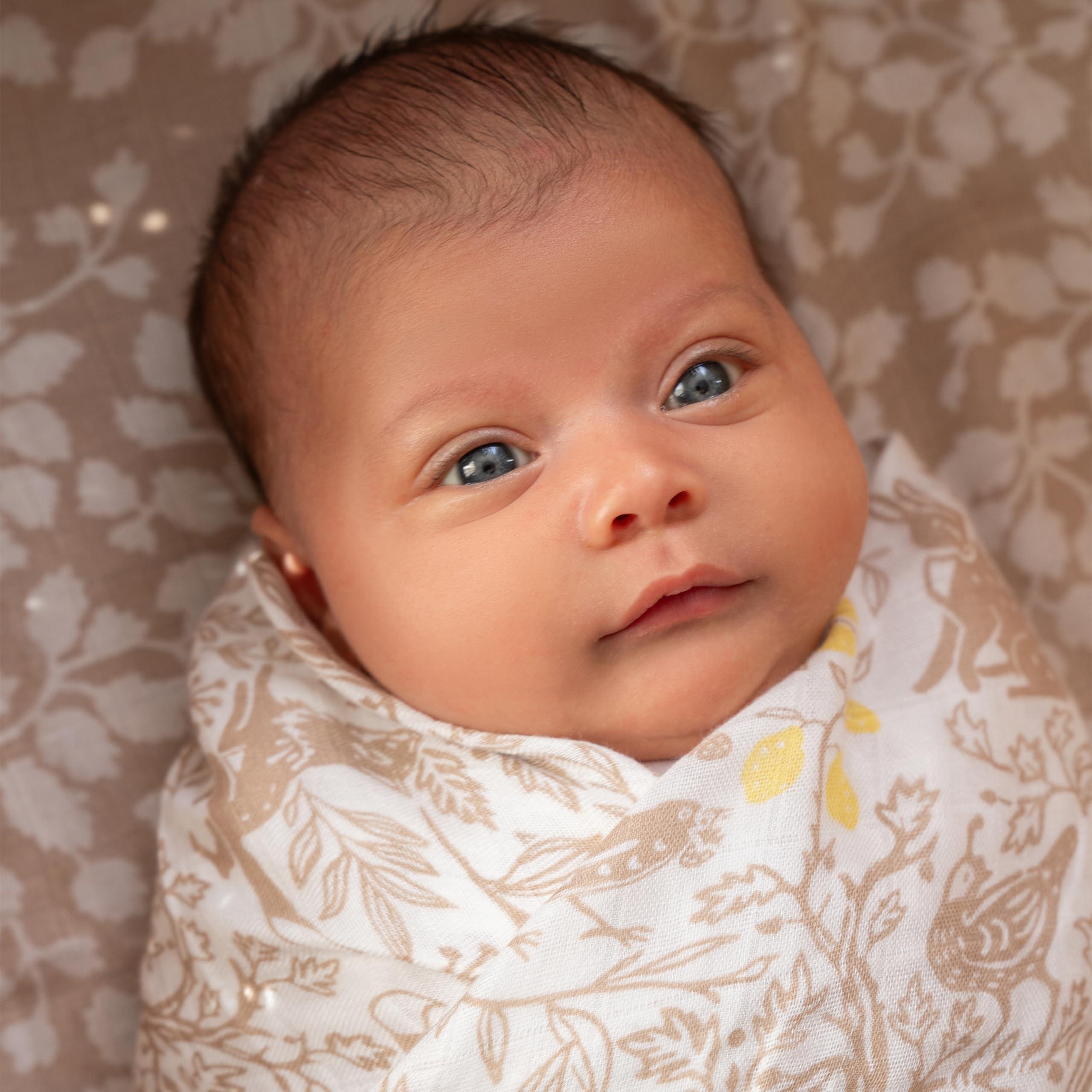 aden + anais aden + anais Silky Soft Swaddle Blanket, Boutique Muslin Blankets for Girls & Boys, Baby Receiving Swaddles, Ideal Newborn & Infant Swaddling Set, Perfect Shower Gifts, 3 Pack, Natural Woodland