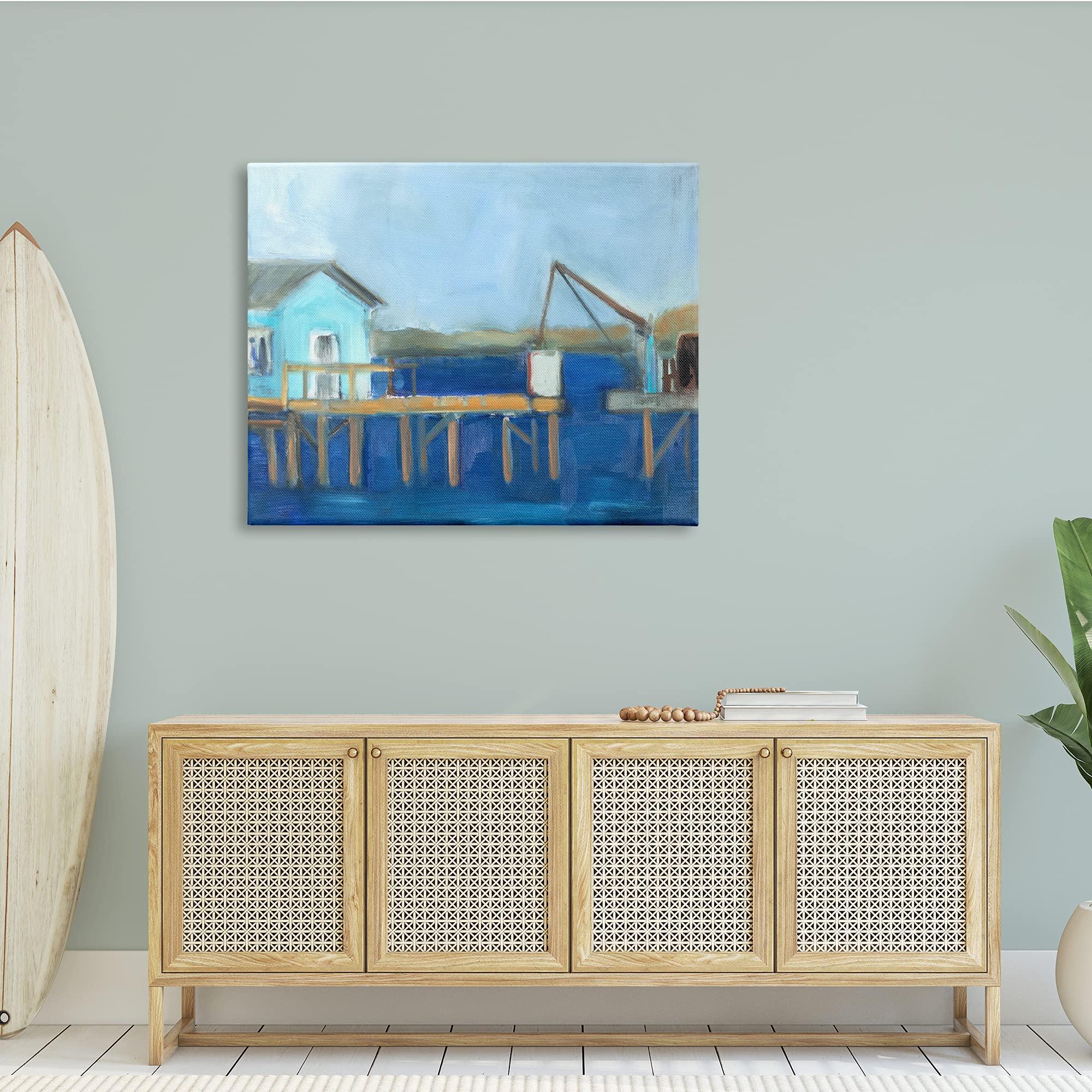 Stupell Industries Stupell Industries Fisherman's Work Station Abstract Coastal Town Shipyard Dock, Designed by Susanne Marie Canvas Wall Art, 48 x 36, Blue