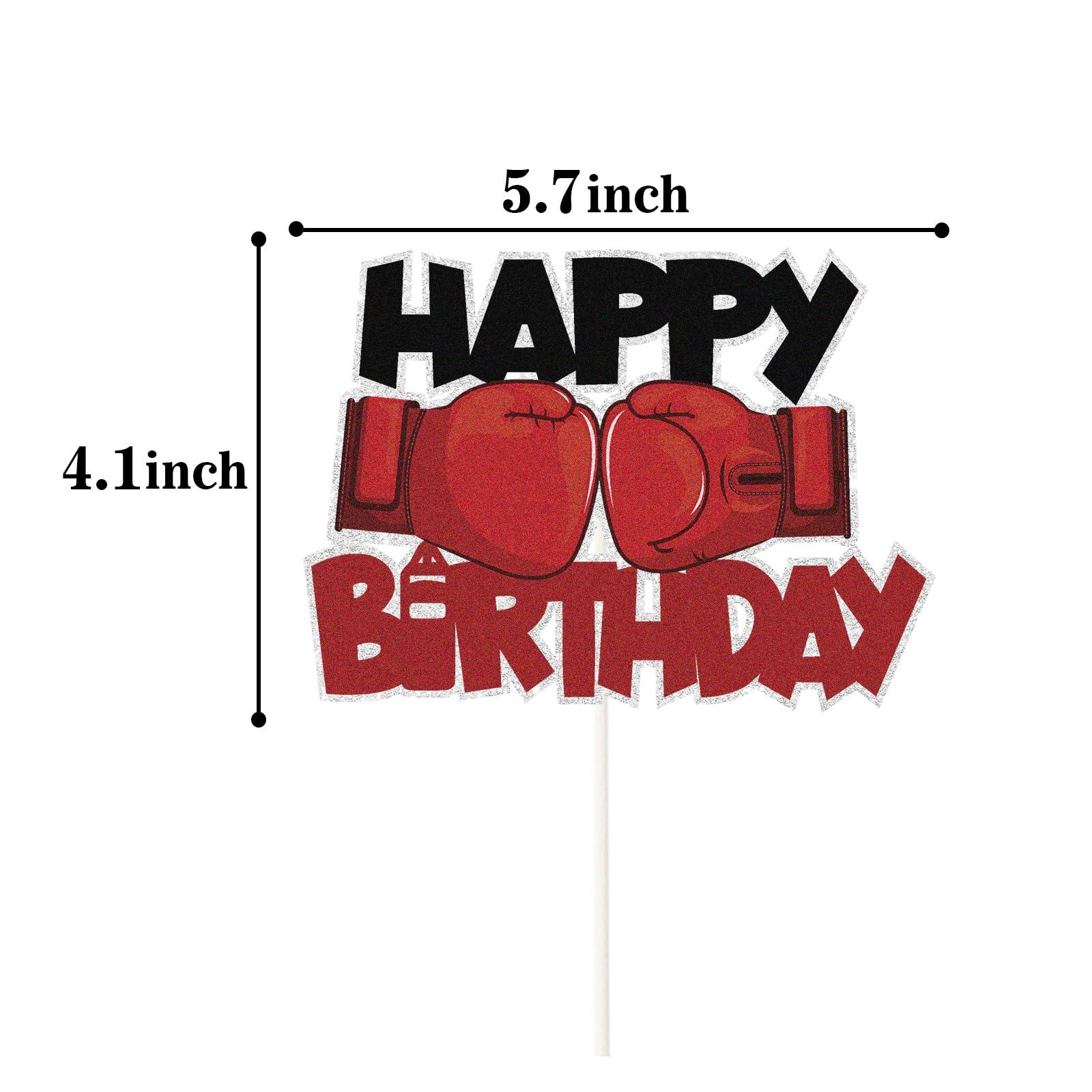 ChienMin Boxing Cake Topper,Boxing Glove Happy Birthday Cake Decor,Sports Style Birthday Party Decorations, Men Children\'s Birthday Supplies
