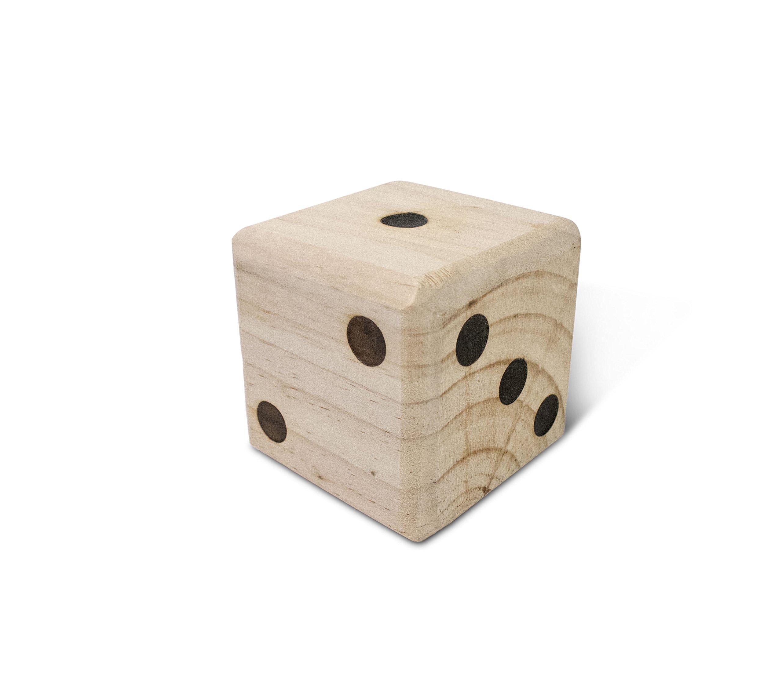 Yard Games Giant 3.5" Wooden Yard Dice with Laminated Yardzee and Farkle Scoresheets and Durable Carrying Case