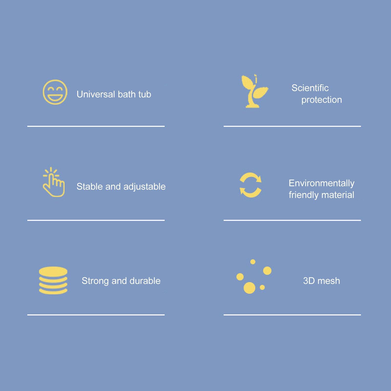 ToysCentral Basics Baby Bath Seat Support Net,Adjustable Quick Drying Infant Bathtub Sling Shower Mesh Bath Seats for Newborns Bathing (Star)