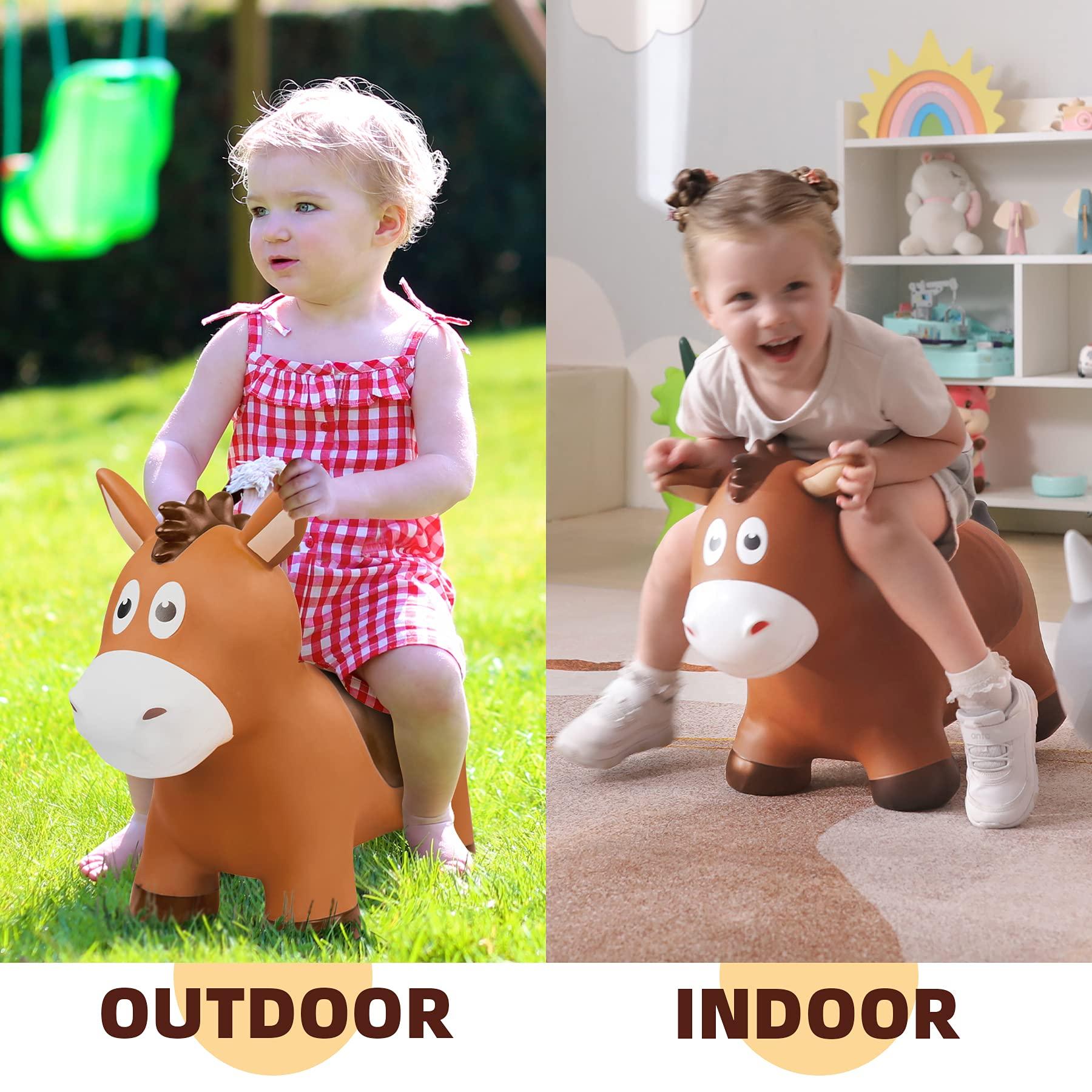 ZOOJOY ZOOJOY Bouncy Horse Hopping Toys, Inflatable Animal Horse Toys for Toddlers 1-3, Outdoor Indoor Bounce and Ride On Bouncer for Boys Girls, Birthday Gifts for 18 Months 2 3 4 5 6 Year Old with Pump