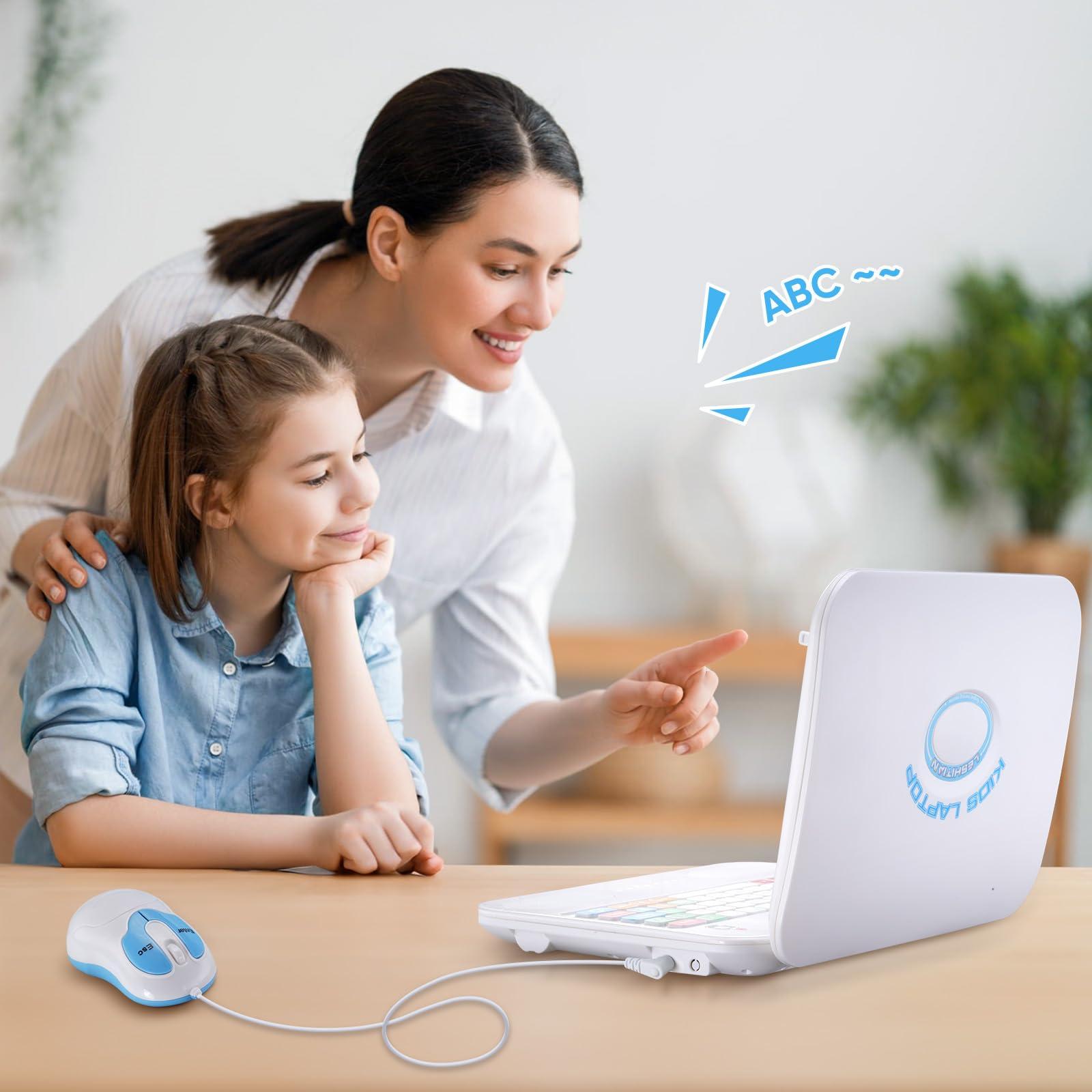 LESHITIAN Kids Laptop - 80 Learning Modes to Learn Alphabet, Words, Mathematics, Play Games and Music - Educational Learning Computer for Kids Ages 5+