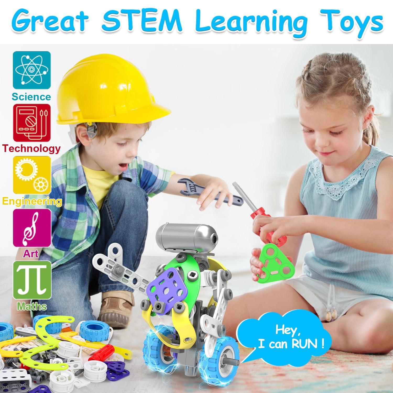 Tsomtto 10 in 1 Electric STEM Toys for 4 5 6 7 8+ Year Old Boy Girl Birthday Gifts Educational Building Toys for Kids Ages 4-8 5-7 8-12 Stem Activities Construction Toy for Boys 6-8 8-10 Valentine Idea Gift