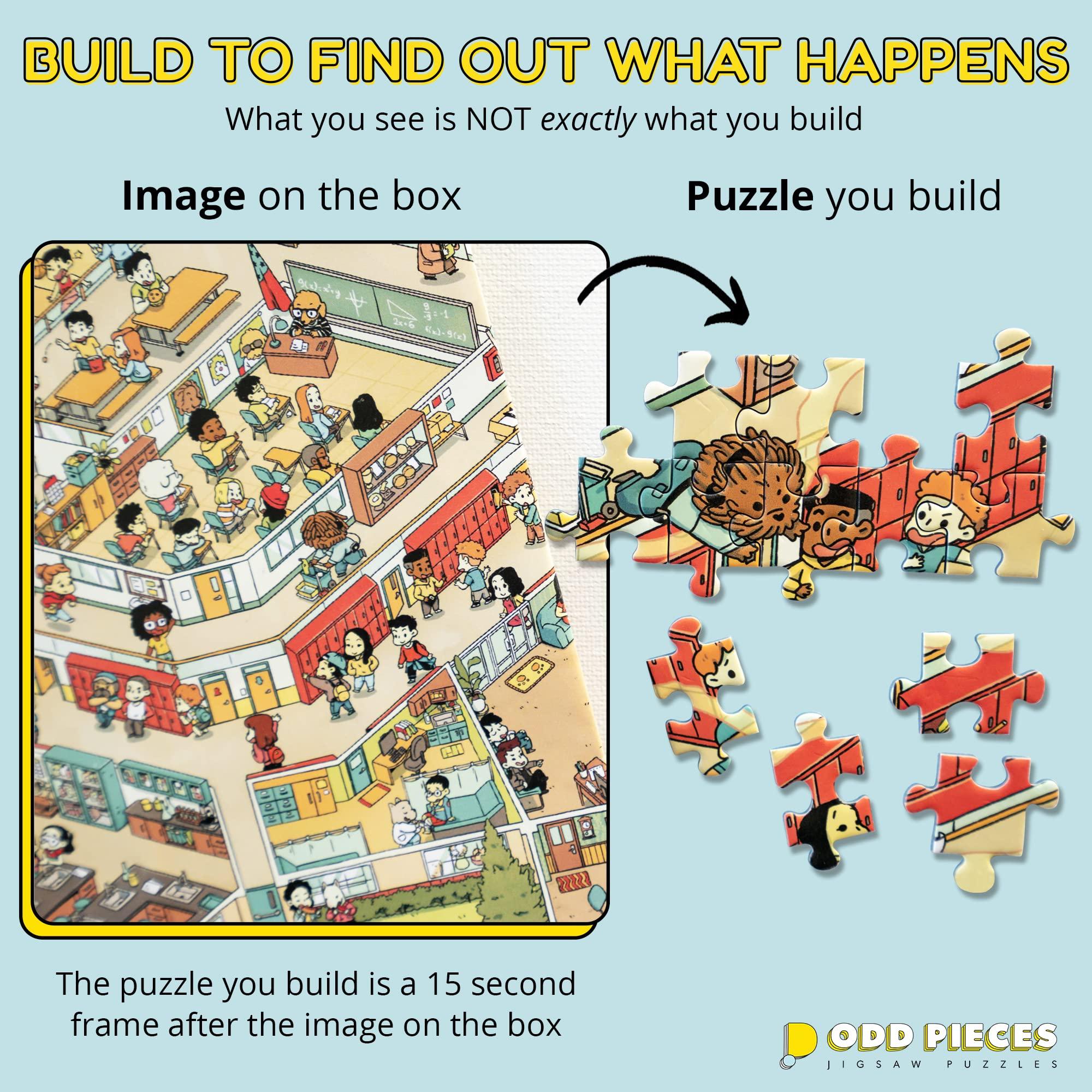 Odd Pieces Odd Pieces Mystery Jigsaw Puzzle-1,000 Pcs Mystery Puzzle with Storytelling Comics, Secret Ending-1000 Piece Puzzle for Adults & Kids 19.7\'\' x 27.6\'\' Frameable Magic Puzzle Art (Snack Attack)