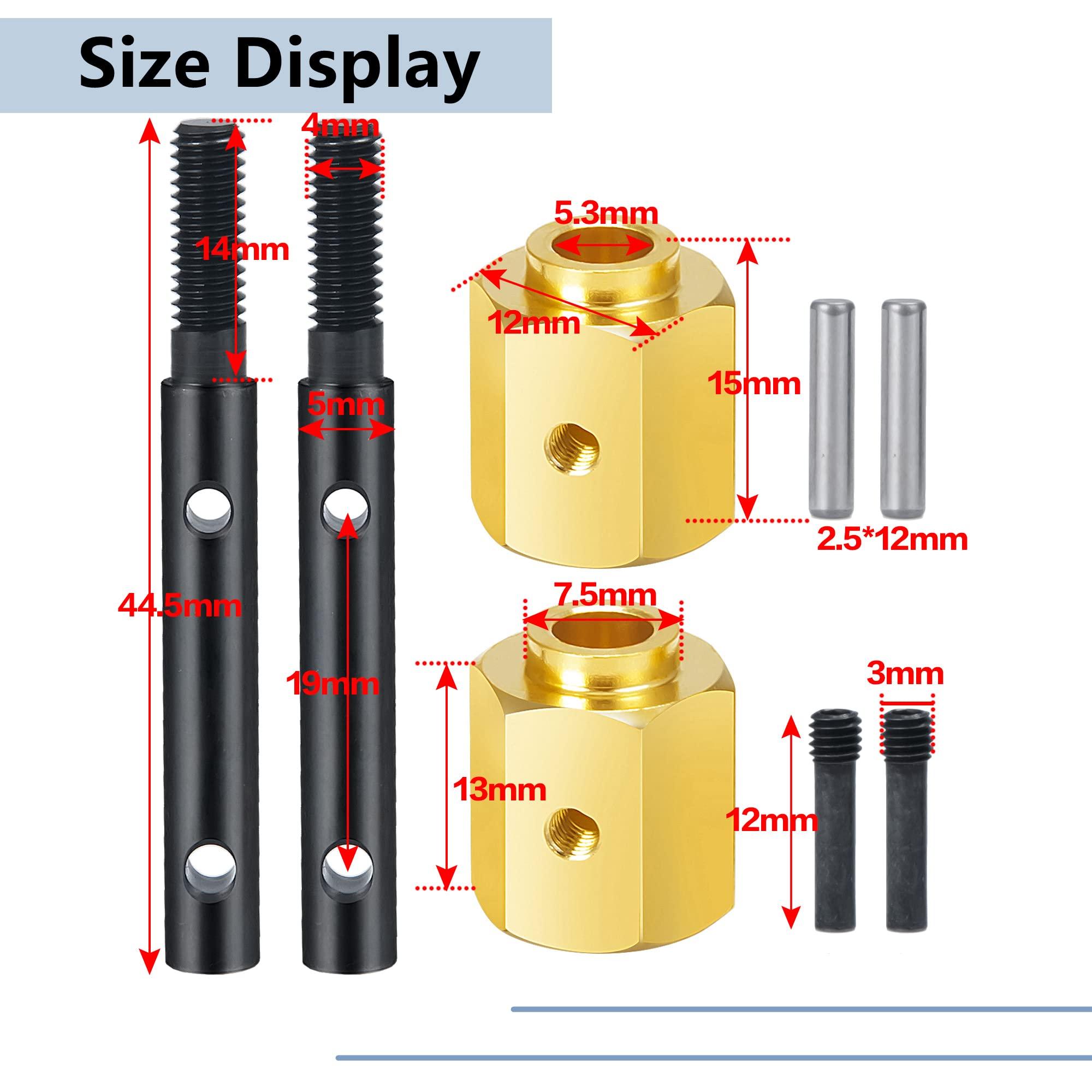 MORLORDY MORLORDY RC Portal Drive Stub Axle 13mm Extension Brass Hex Adaptor Set for 1/10 Scale RC Crawler Car SCX10 III AXI03007 JLU AXI030068 Gladiator AXI03027 Base Camp Upgrades