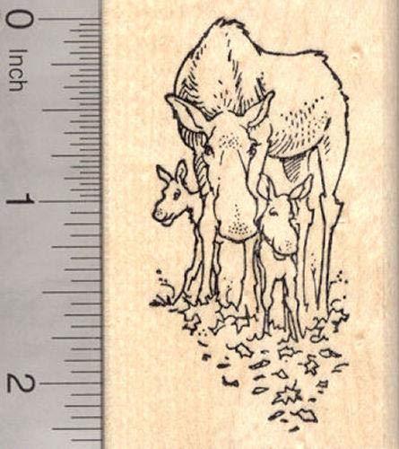 RubberHedgehog Mother Moose and Calves (Baby Moose) Rubber Stamp