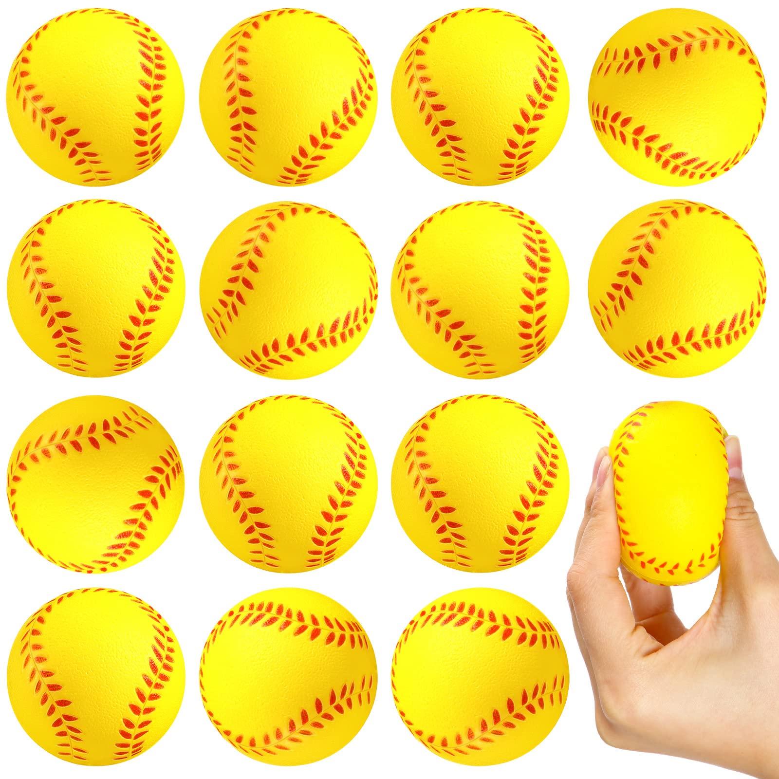 HyDren HyDren 20 Pcs Mini Softball Stress Balls Bulk Softball Gifts Yellow Foam Sports Balls Softball Party Favors for Party Bag Gift Fillers Stress Relief School Carnival Reward Softball Toy Games, 2.5 Inch