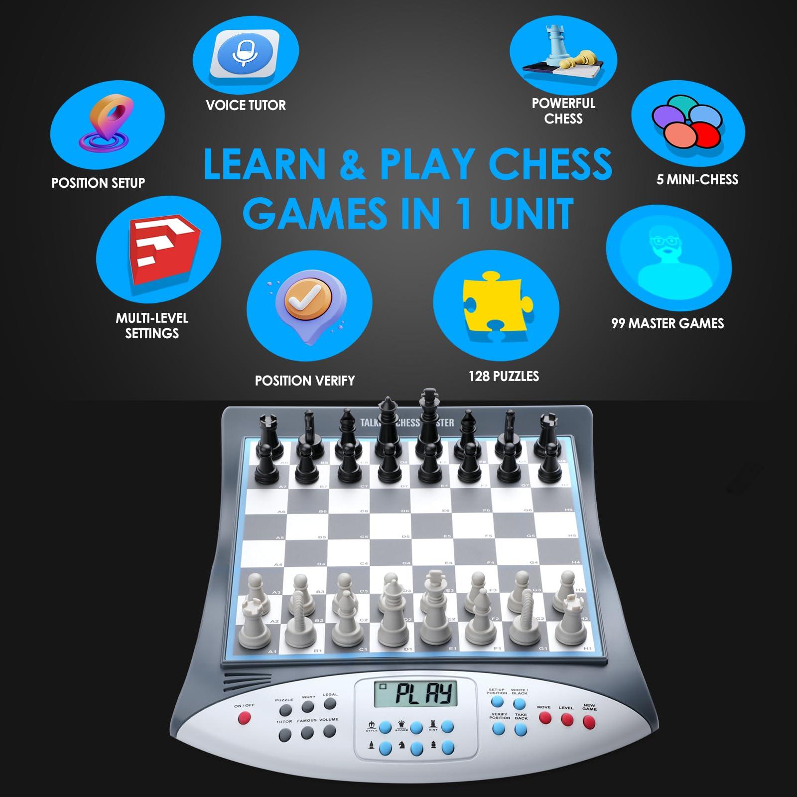 LEVEROAM LEVEROAM Electronic Chess Set with Voice Teaching System, Magnetic Computer Chess Game, Great Partner for Beginners & Improving Players, Electronic Chess Board Grows Your Chess Skills