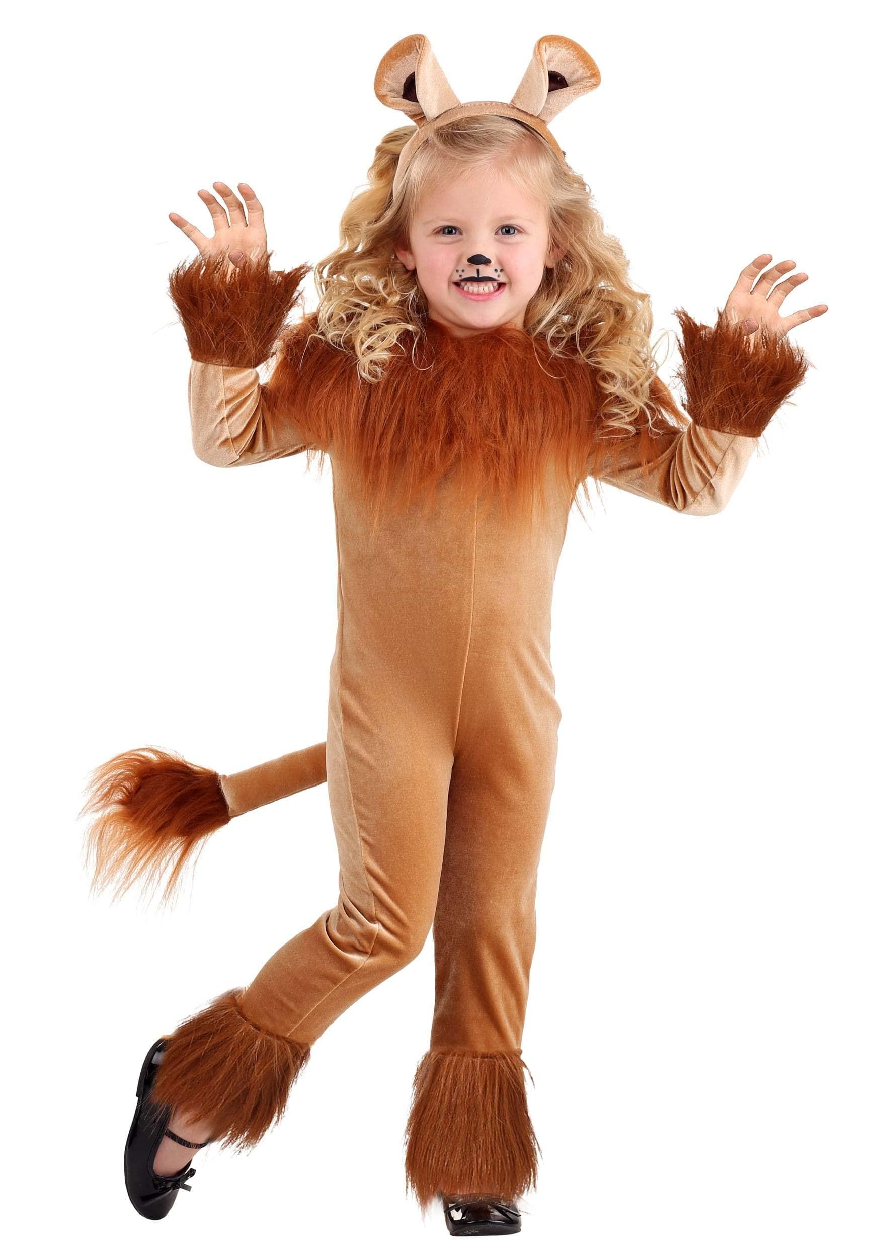 FUN Costumes Girls Toddler Fierce Lion Costume | Faux Fur Jumpsuit With Lion Mane And Tail For Halloween Or Dress Up
