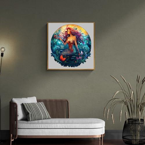 NABYSHOP Wooden Puzzles for Adults, Aqua Woman Wooden Jigsaw Puzzle with Unique Shapes and Wood Puzzle Box, Birthday Gift for Adults and Kids, Family Puzzle Games(L-13.3 * 12.6in 280pcs)