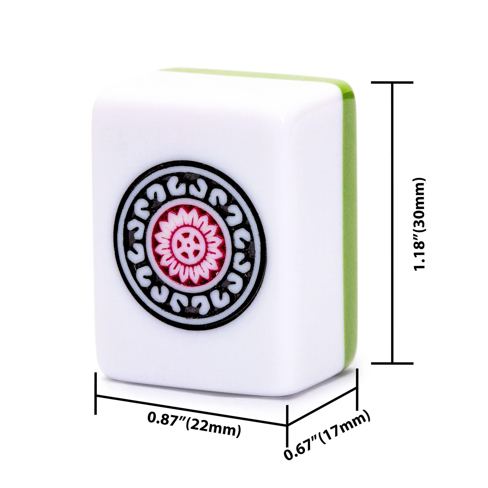 Yellow Mountain Imports Yellow Mountain Imports Japanese Riichi Mahjong Set - Large White and Green Tiles, Vinyl Case - Includes East Wind Tile, Betting Sticks, and Dice