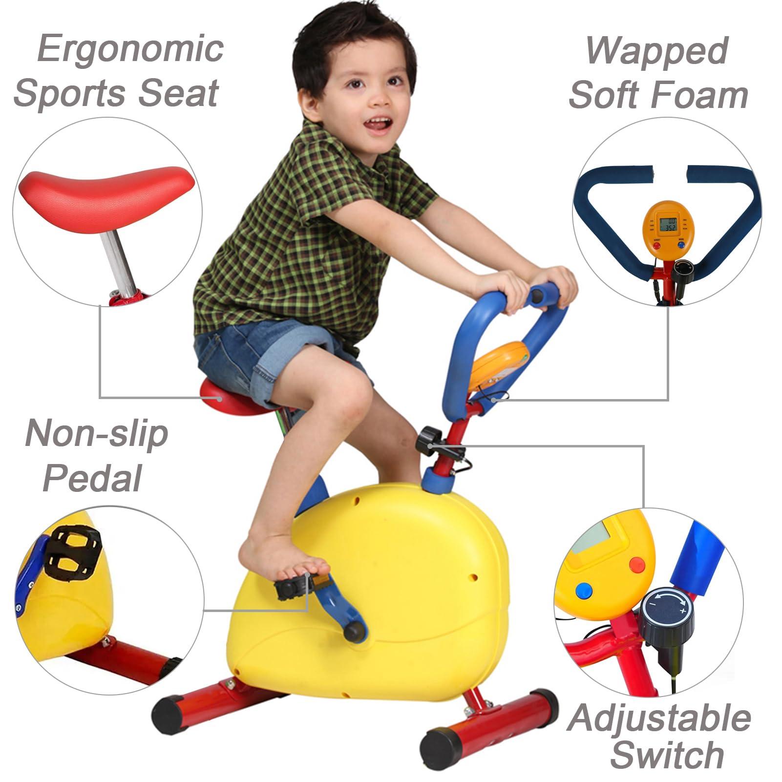QBDGXFC Children's Fitness Exercise Equipment, Kids Fitness Workout Exercise Toys, Exercise Kids Stationary Bike, Fitness Exercise Equipment for Boys and Girls 3-12 Year Old
