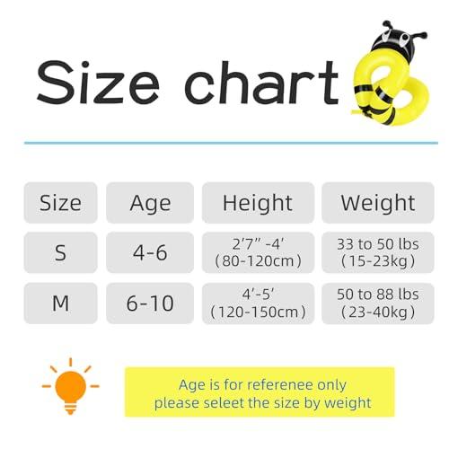 Hyfoo Hyfoo Kids Swimming Bee Floaties for Boys and Girls 3-6yrs Old,Inflatable Swim Vest Sea for Children Beach Pool Learn to Swim Floaty for Weight 33-50lbs Pool