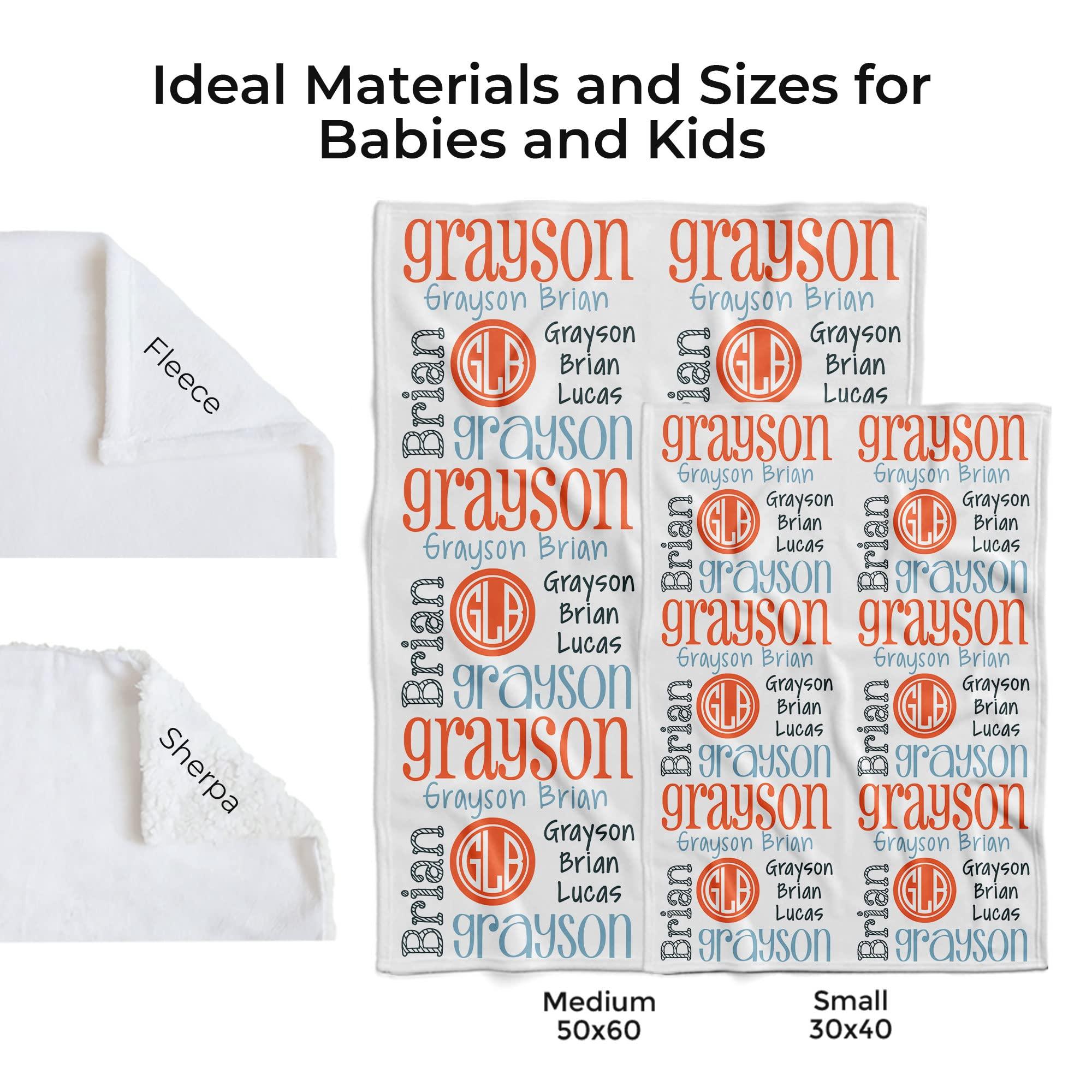 MDPrints Global MDPrints Monogrammed Baby Blanket - Personalized Baby Gifts - Name Blankets Personalized Kids (Mono 208, 30"x40")