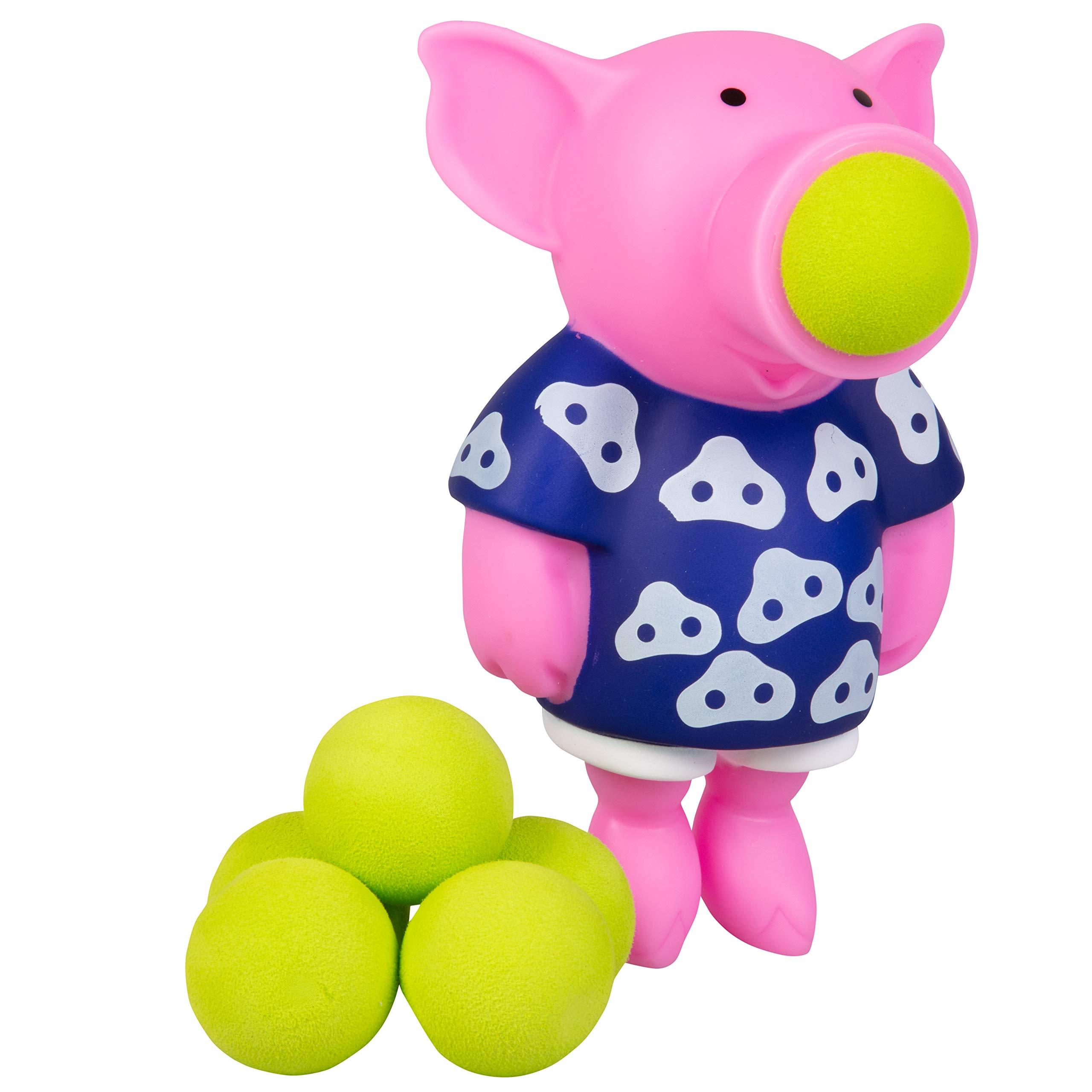 Hog Wild Hog Wild Pig Ball Popper Toy - Includes 4 Soft Foam Balls - Squeeze to Pop Air Powered Balls Up to 20 Feet - Launcher Safe for Indoor/Outdoor Play - Party Favor Gift for Kids, Girls, Boys Ages 5+