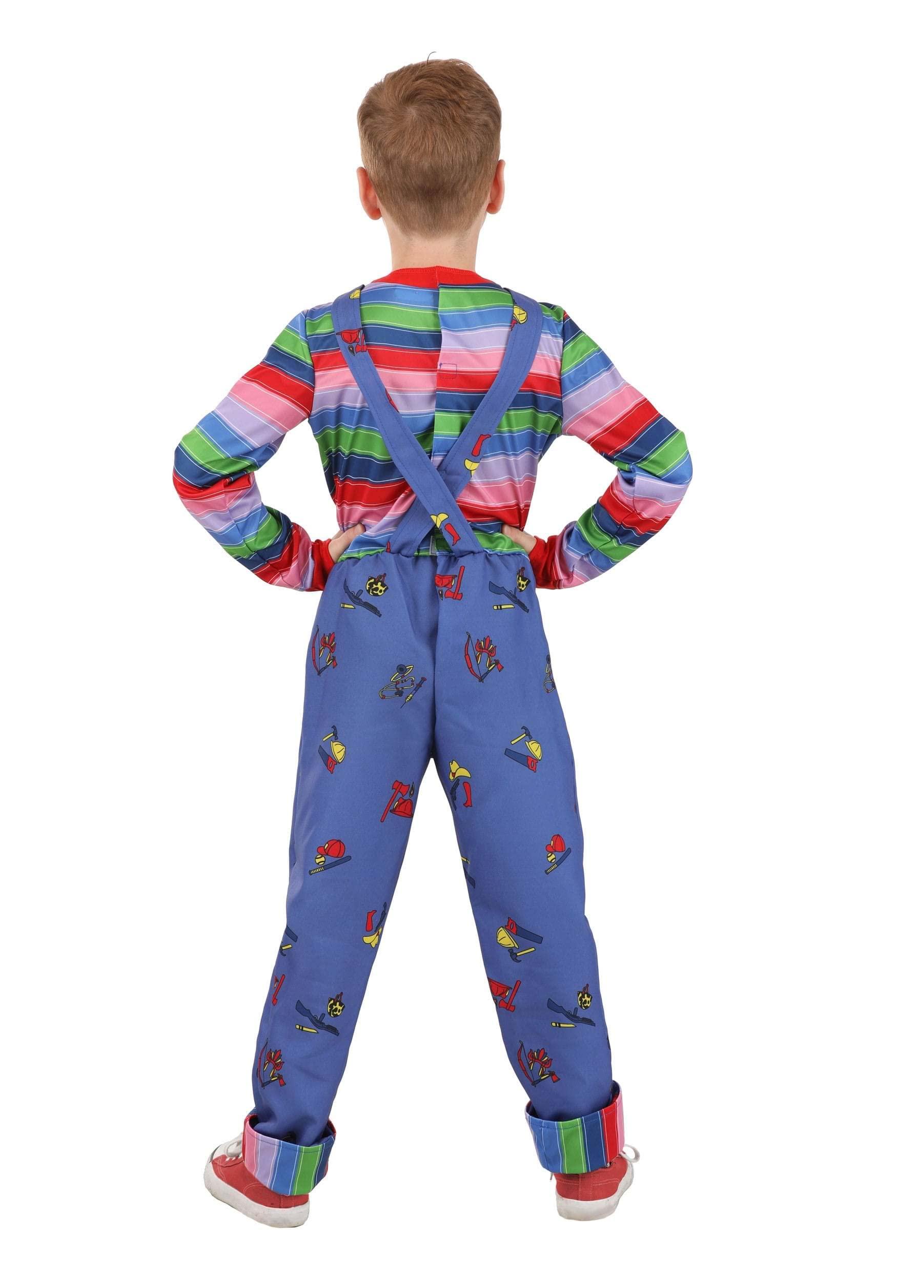 Fun Costumes Fun Costumes - Child\'s Play Chucky Costume for Kids | Chucky Doll Halloween Movie Character Cosplay Outfit Overalls & Shirt M Blue