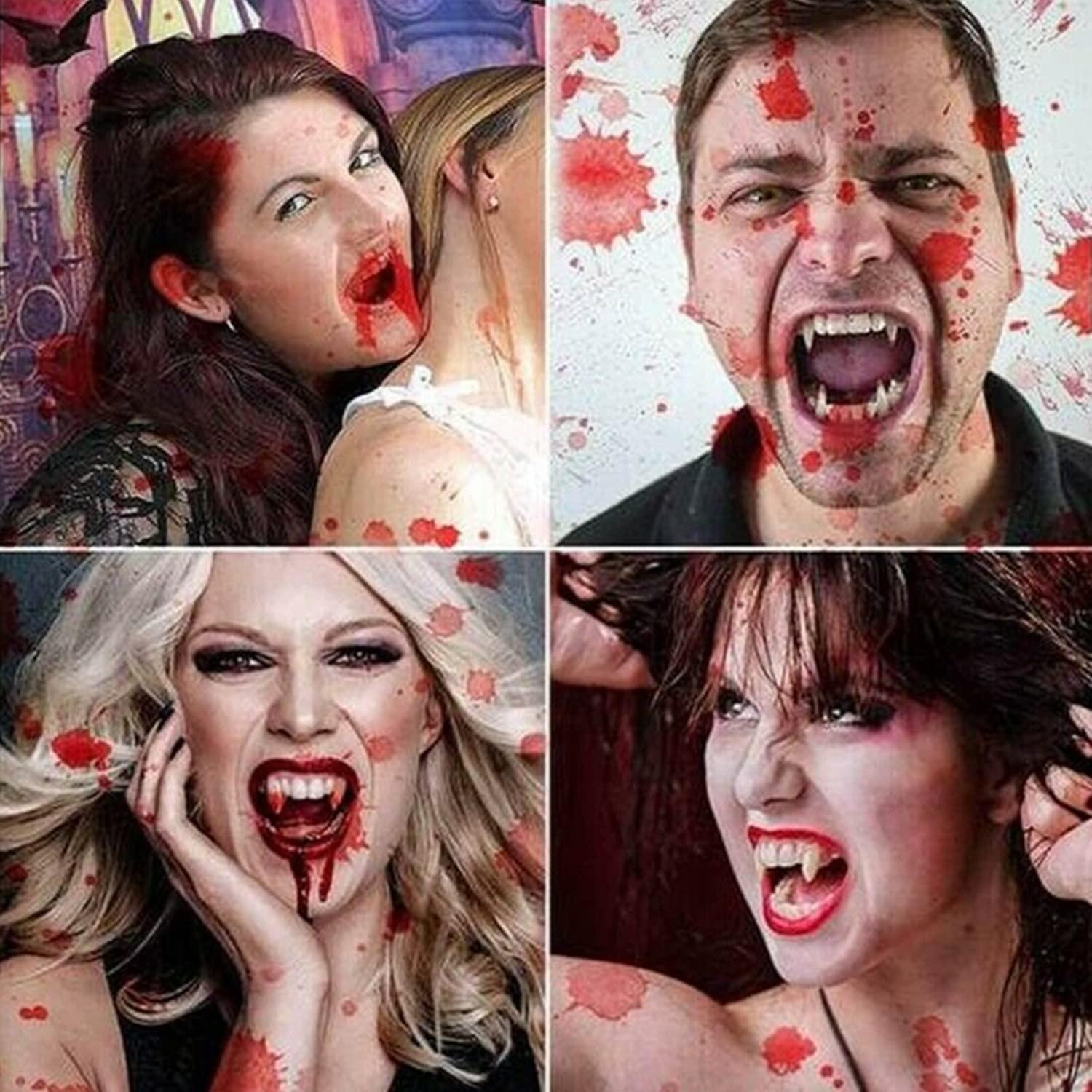 Dzrige Dzrige Halloween Retractable Vampire Fangs Scary Creepy Plastic Vampire Fake Teeth for Cosplay Party Props Halloween Carnival Party Fangs Favors