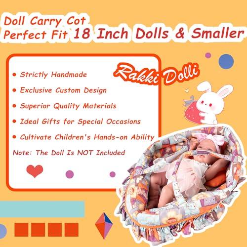 Rakki Dolli Rakki Dolli Doll Carry Cot Set Doll Carrier Soft Basket Bassinet, Includes 1 Cot and 1 Pillow, Fits for 18-inch American Girl Dolls 019