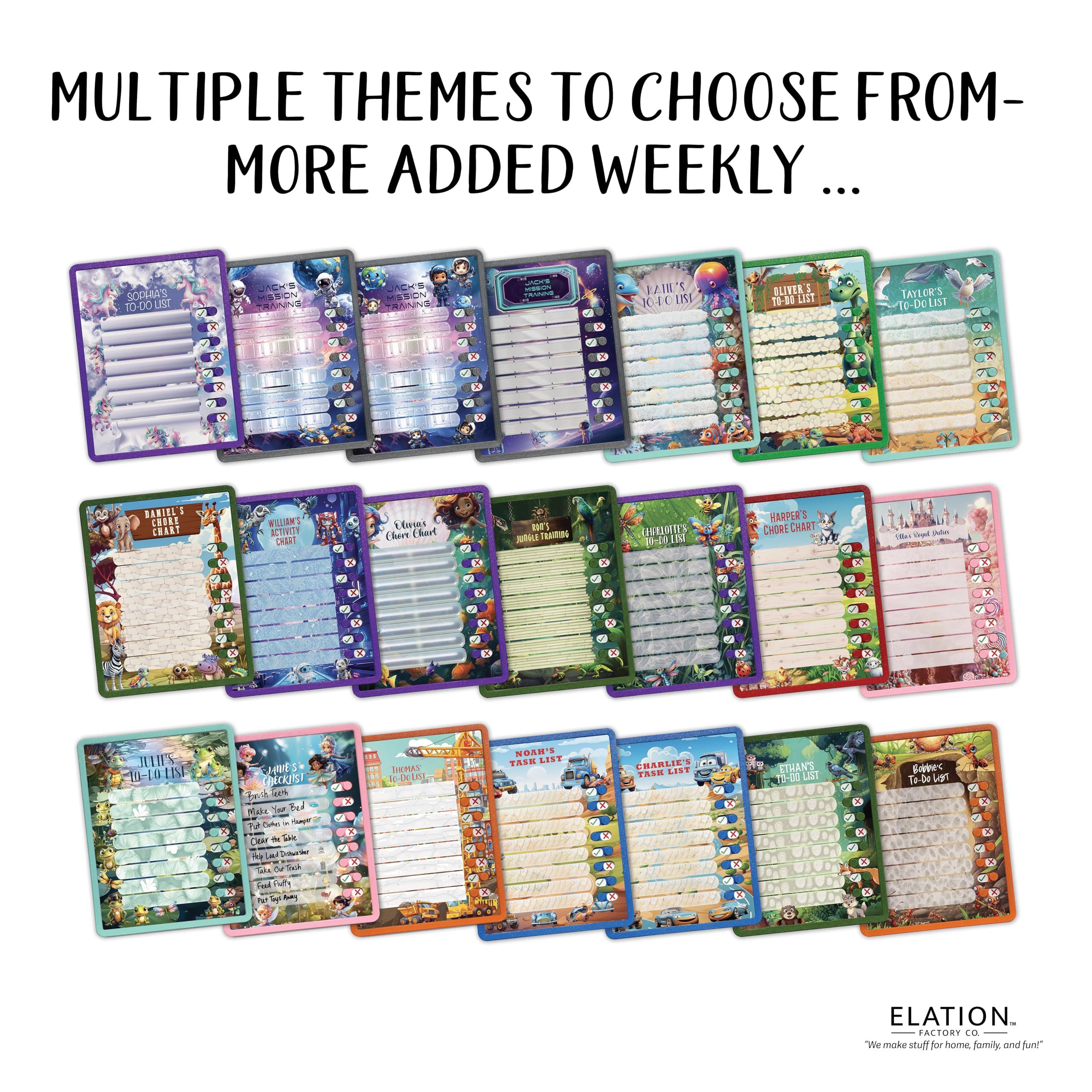 Elation Factory Co. Kids Routine Chart | Chore Chart for Kids | Daily Checklist | Kids Daily Tasks | Daily Routine | Dry-Erase | Personalized | Cars Friends Theme