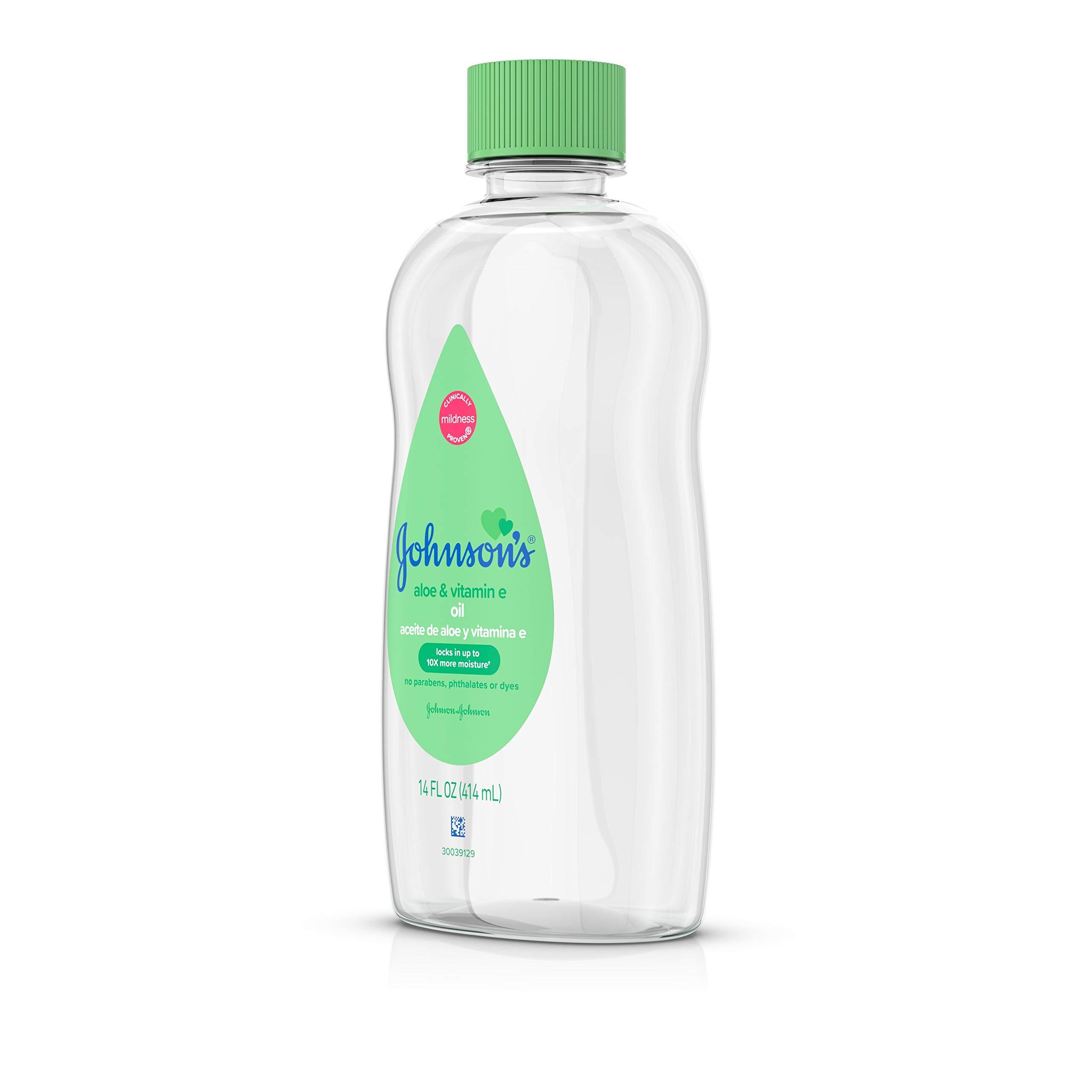 Johnson\'s Baby Johnson's Baby Johnson & Johnson Baby Oil, Aloe Vera & Vitamin E, Multicolor, 14 Fl Oz (Pack of 4)
