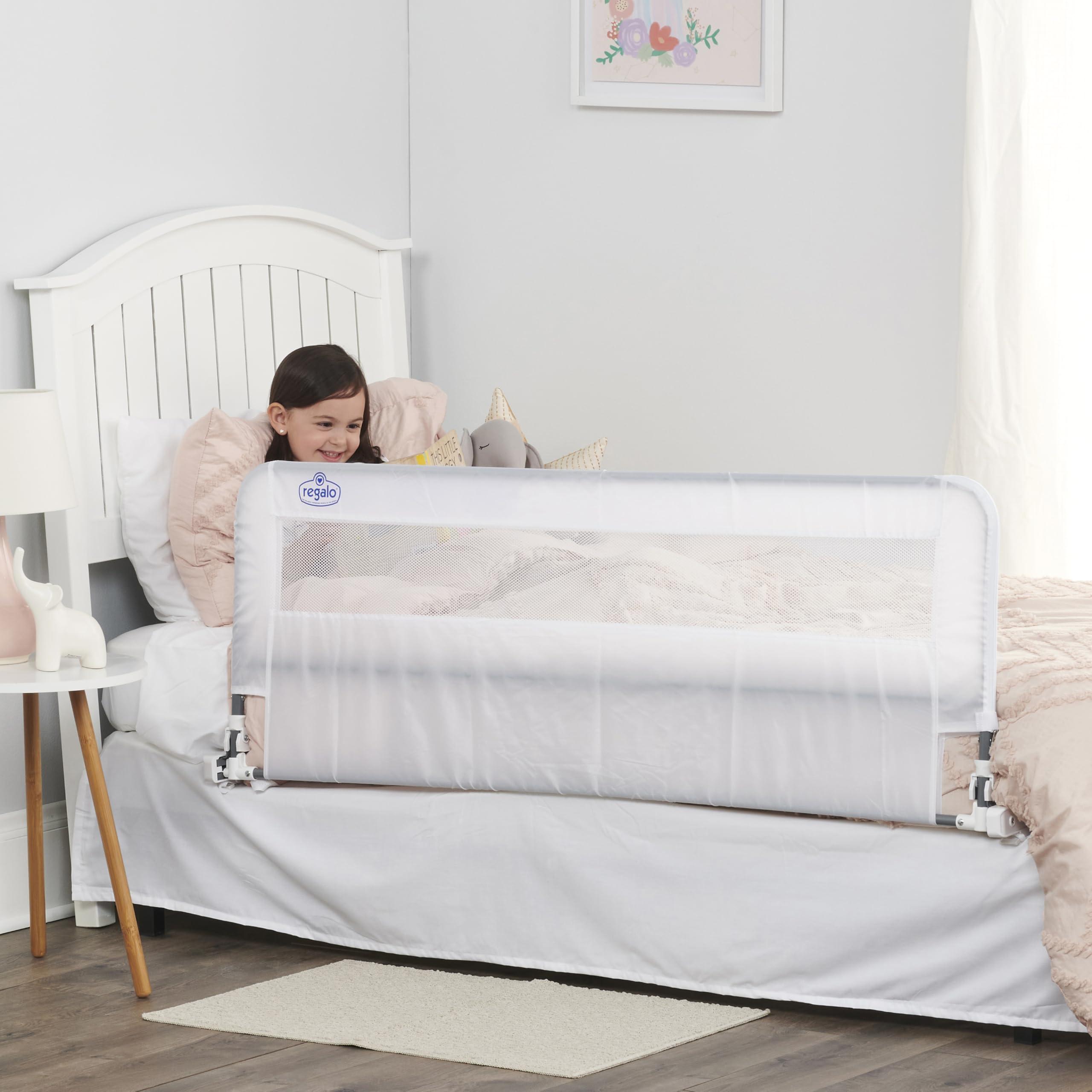 Regalo Regalo Hideaway 54-Inch Extra Long Bed Rail Guard, with Reinforced Anchor Safety System