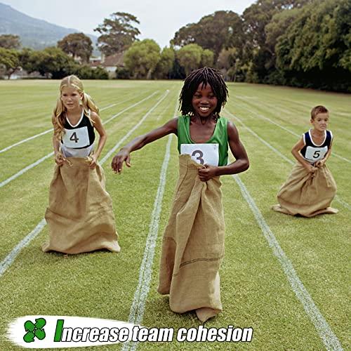 Xlong 18 PCS Large Burlap Potato Sack Race Bags,24\"x40\" Sack Race Burlap Bags 4 Pack,Outdoor Games for Kids Adults,3 Legged Race Bands,Fun for 4th of July BBQ,Birthday Party Family Reunion Games