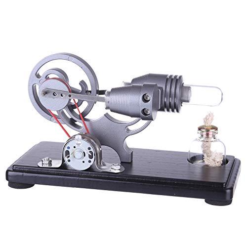 HMANE HMANE ?-Shape Stirling Engine Kit for Adults, DIY Unassembled Retro Generator Model Science Educational Toys with LED Lights, Grey