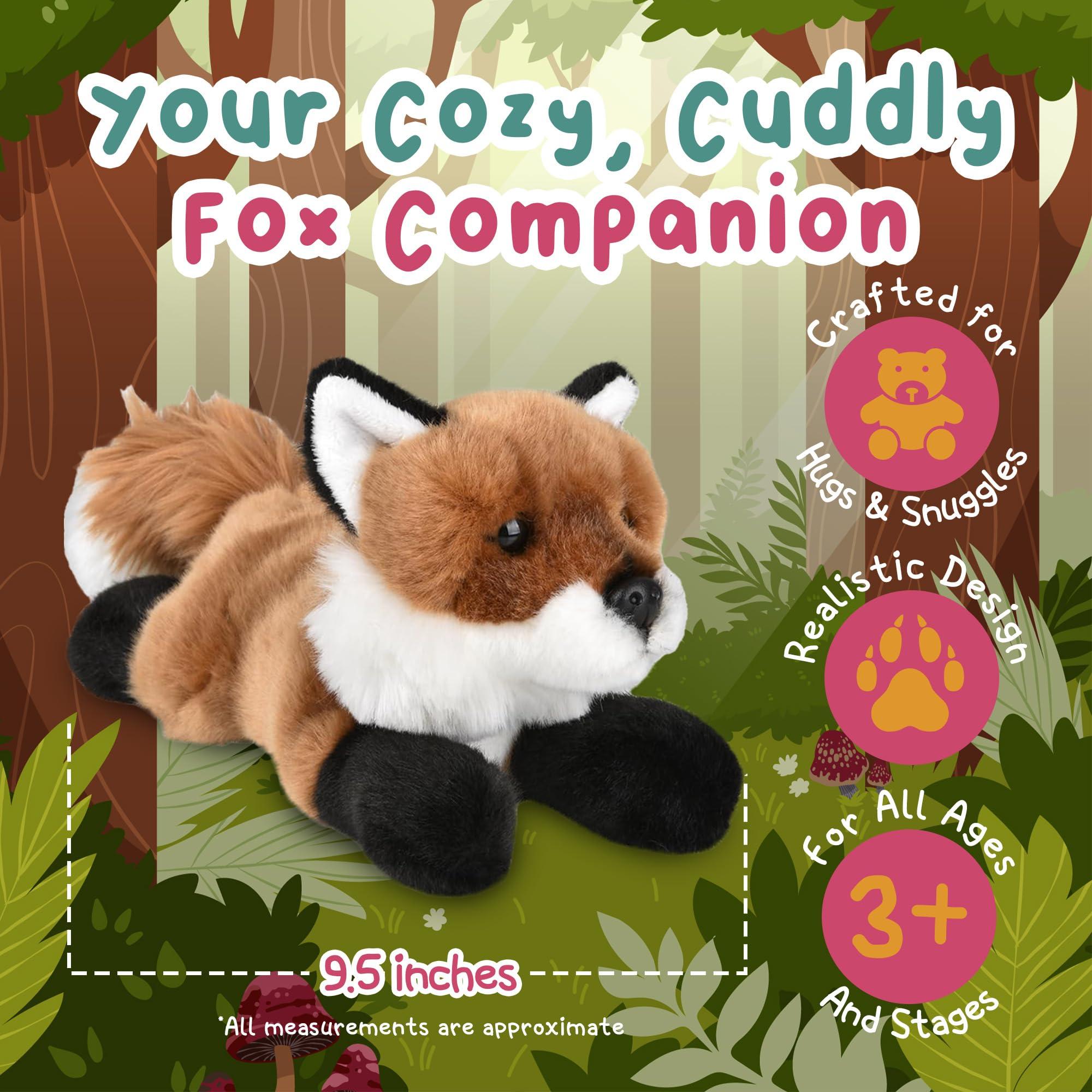 Forest & Twelfth Forest & Twelfth Laying Stuffed Fox, Lifelike 9.5\" Soft Plush Animal Toy for Cuddles, Bedtime, Play, Huggable Stuffed Plushie for Sleeping, Home Dcor, Snuggly Gift for Kids (Fox)