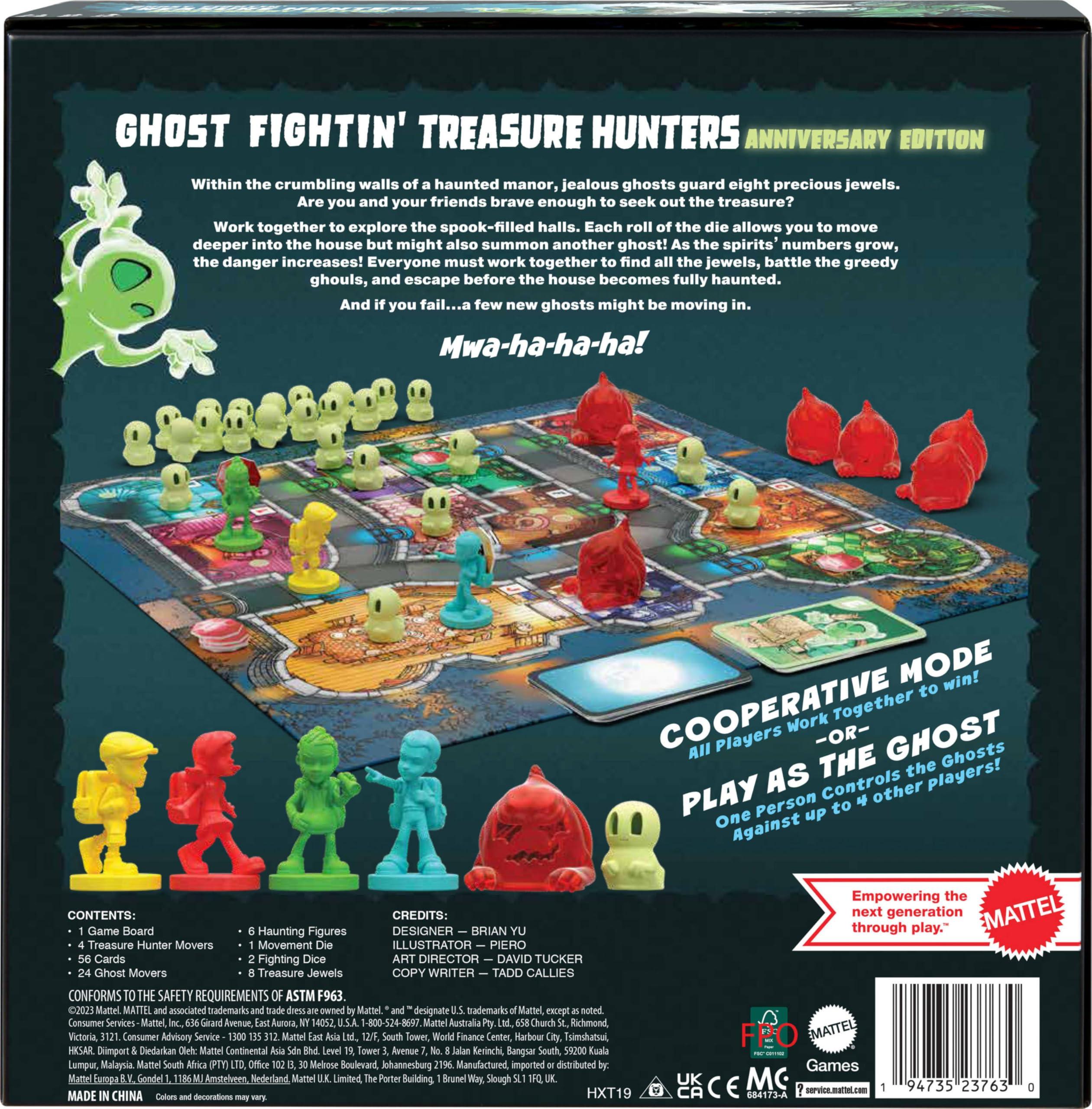 Mattel Games Mattel Games Ghost Fighting Treasure Hunters Anniversary Edition Cooperative Board Game with 2 Ways to Play Including a One vs. All Mode for 2 to 5 Players