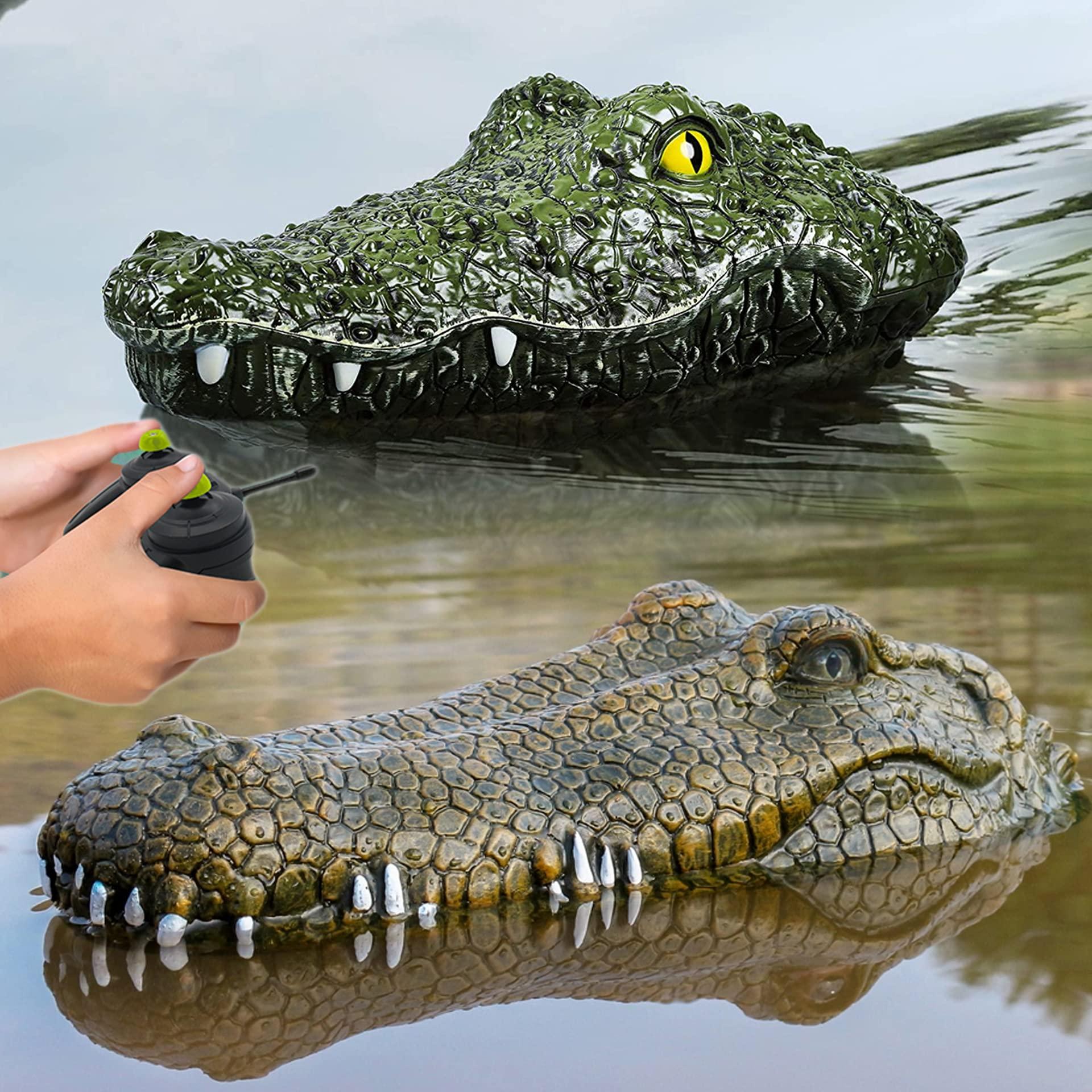 Akargol 2Pcs Remote Control Boat Alligator Head - RC Boats Fake Crocodile Head 2.4 GHz Remote Controlled for Kids and Adults