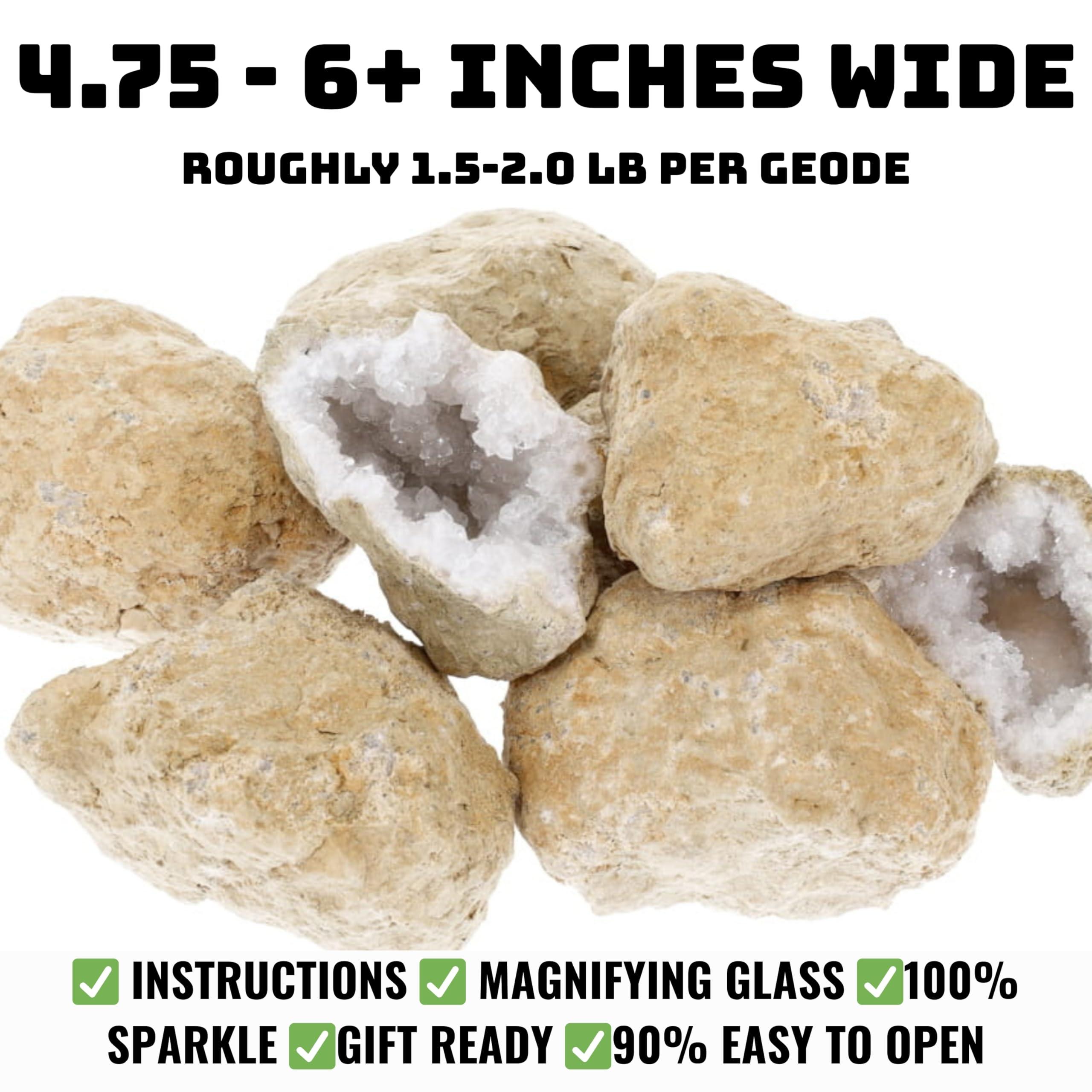 TruEnergy TRUENERGY Jumbo Break Your Own Geodes Kit  2 Premium 4.5-6.5 Geodes with Magnifying Glass & Instructions  Easy-to-Open STEM Science Kit for Kids  Educational Geology Toy for Boys & Girls Jumbo