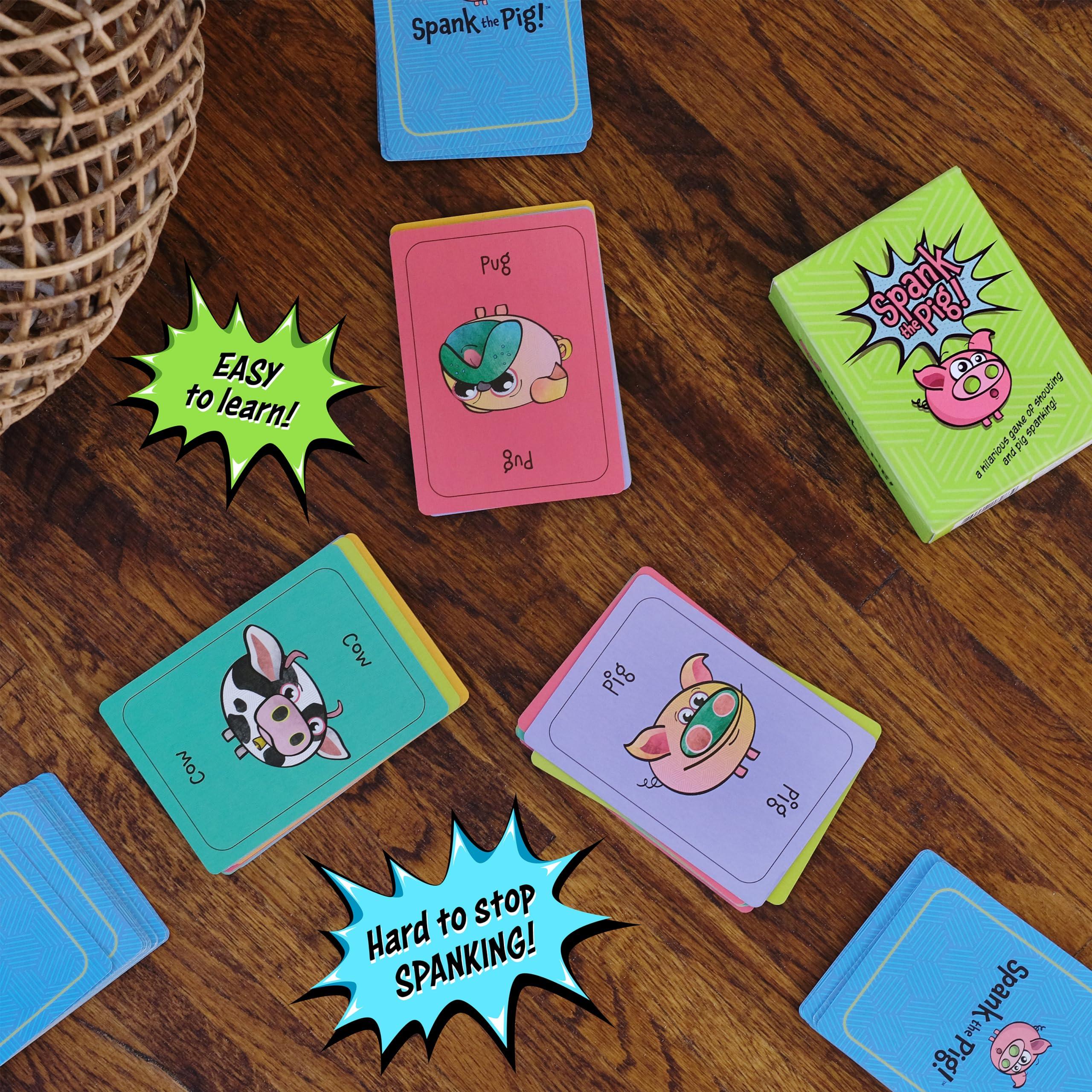 Sweet Bros Games Spank The Pig! - Hilarious & Fun Family Card Game for Kids, Teens & Adults, Funny Fast Paced Games for 2-7 Players