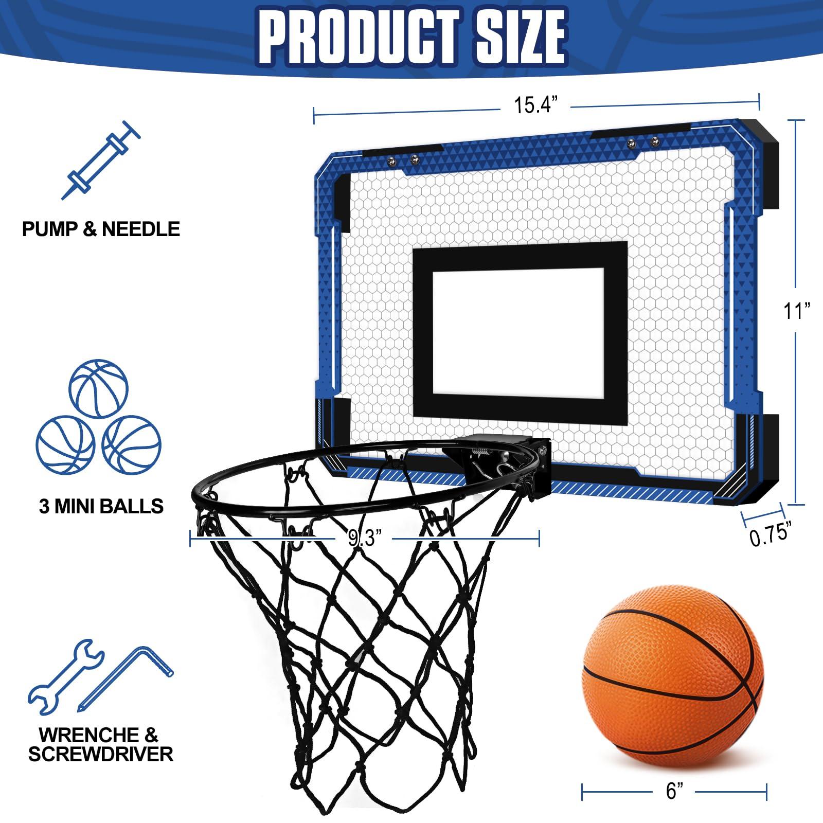 Xucutu Xucutu Indoor Mini Basketball Hoop for Door - Over The Door Basketball Mini Hoop with 3 Balls, Foldable Basketball Hoop for Wall & Room Basketball Toy Gift for Boy Kids Teens