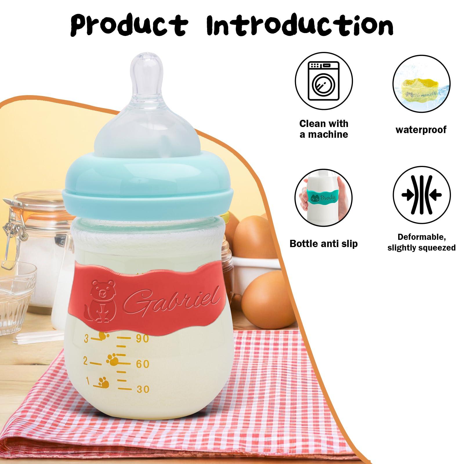 Coregiftr Water Bottle Labels Personalized Bottle Labels Daycare Reusable,Silicone Baby Bottle Water Bottle Name Bands,Water Bottle Labels Waterproof Material Pack of 3