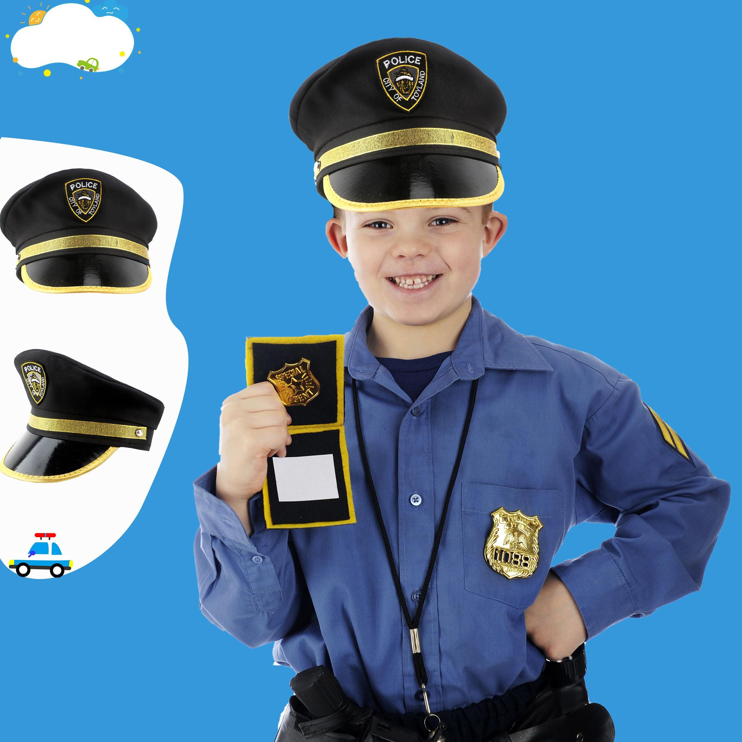 SGBETTER SGBETTER 8 Pack Child Police Hat Police Officer Costume Hat Cop Policeman Hat for Kids Halloween Cosplay Party Costume Accessory (Colors Style 1)
