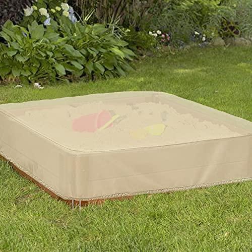 DUSTYPROTE DUSTYPROTE Sandbox Cover, 420D Heavy Duty Children\'s Sandbox Protection, Sand Coxes for Kids Outdoor with Lid-60in, Square Sandboxes Sandpit Cover (Khaki)