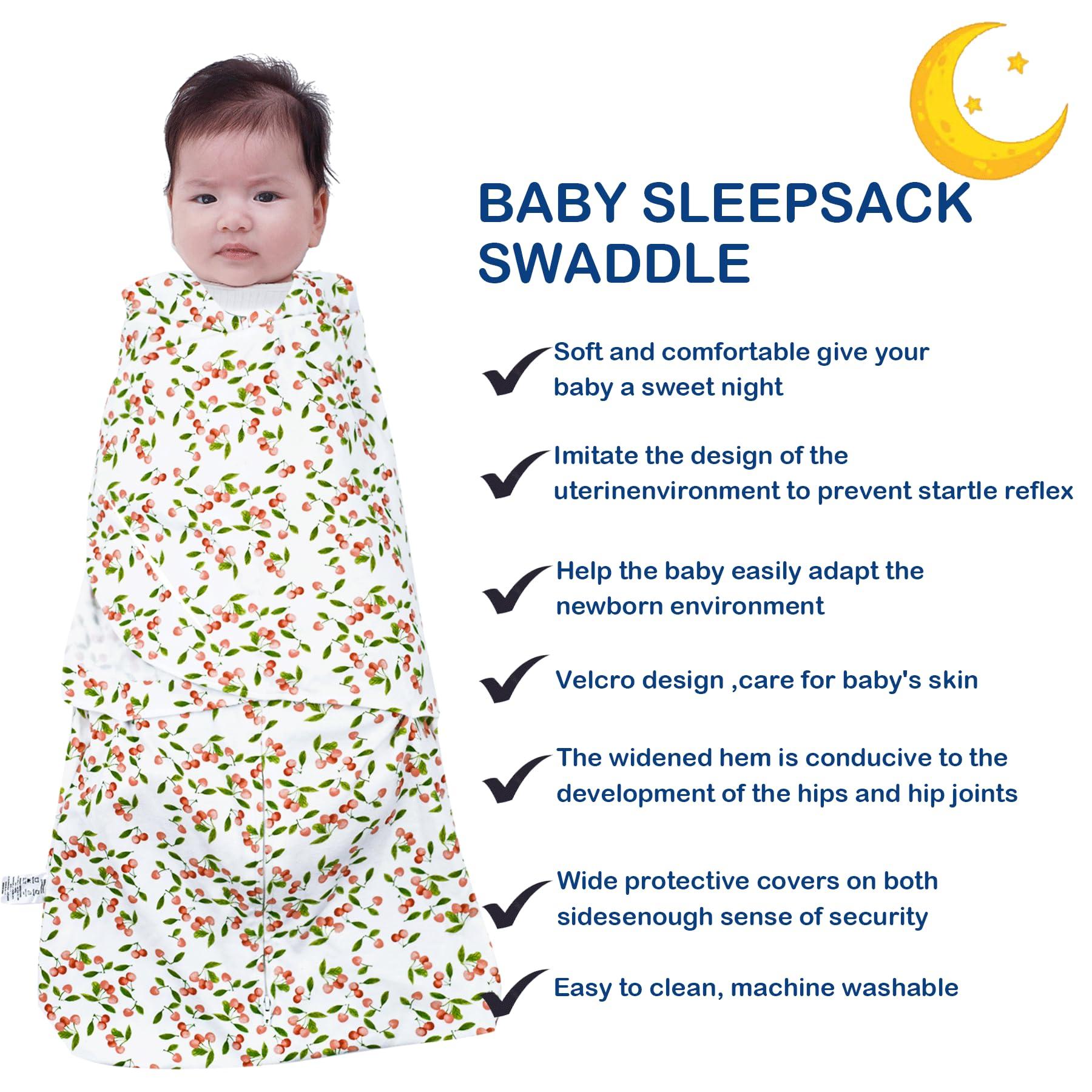 AugTwig Baby Sleepsack Swaddle,3-Way Adjustable Wearable Transition Blanket 100% Organic Cotton 2-Piece,3-6 Months,12-18 lbs,1.0 TOG(Floret&Cherry)