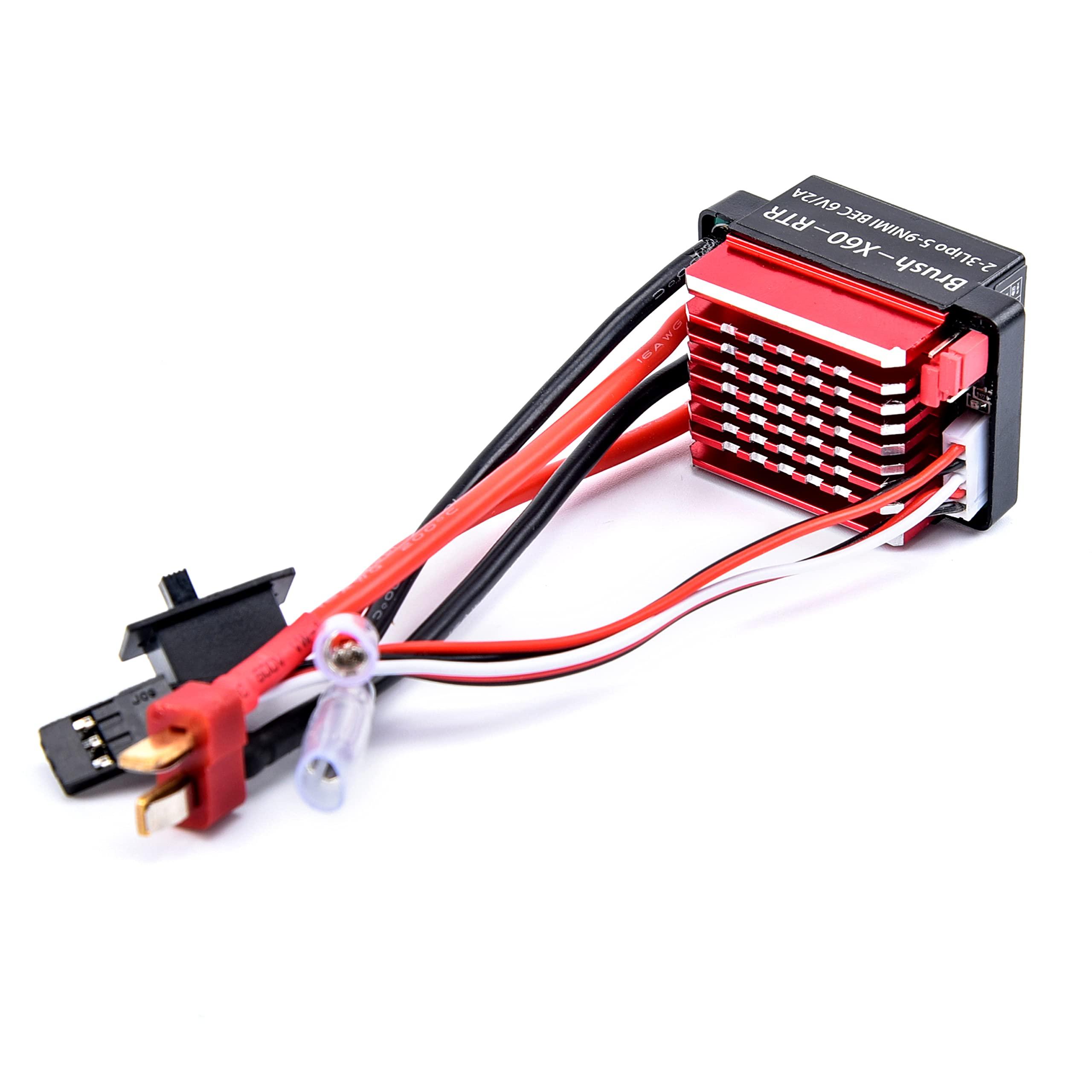 ZeckTeck RC 60A Brushed ESC Electric Speed Controller 6V/2A BEC for 1/10 RC Car Traxxas TRX4 TRX6 D90 HSP Redcat 4WD Truck Monster Crawler