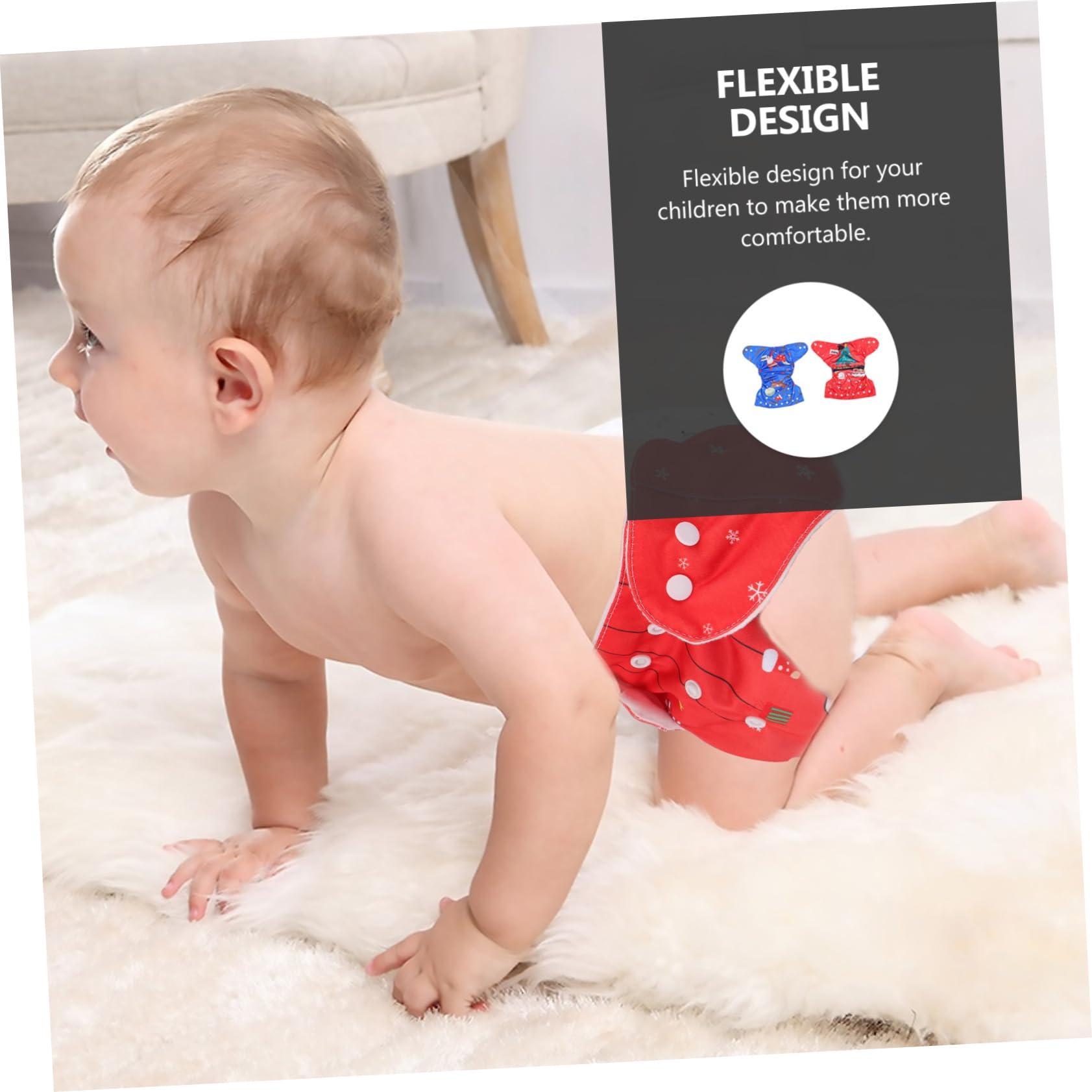 Healifty 2pcs Baby Diapers Lining Brushed Cloth Button Christmas Newborn