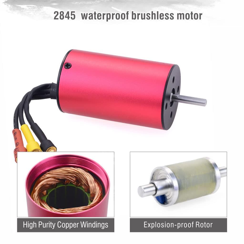 KingVal KingVal Replacement 2845 5900KV Waterproof Brushless Motor Shaft 3.175mm with 45A Brushless ESC Compatible with 1/14 RC Car