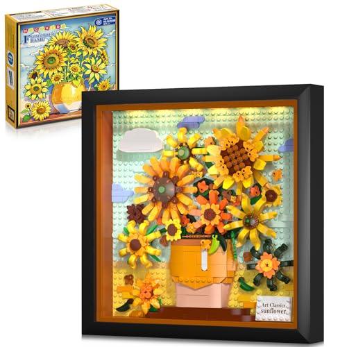 HOGOKIDS HOGOKIDS Flowers Sunflower Building Set with Lights - Vincent Van Gogh Painting Frame Artwork Mini Building Blocks Toy for Home Dcor Wall Art Architecture Sets for Adults Teens - 807PCS